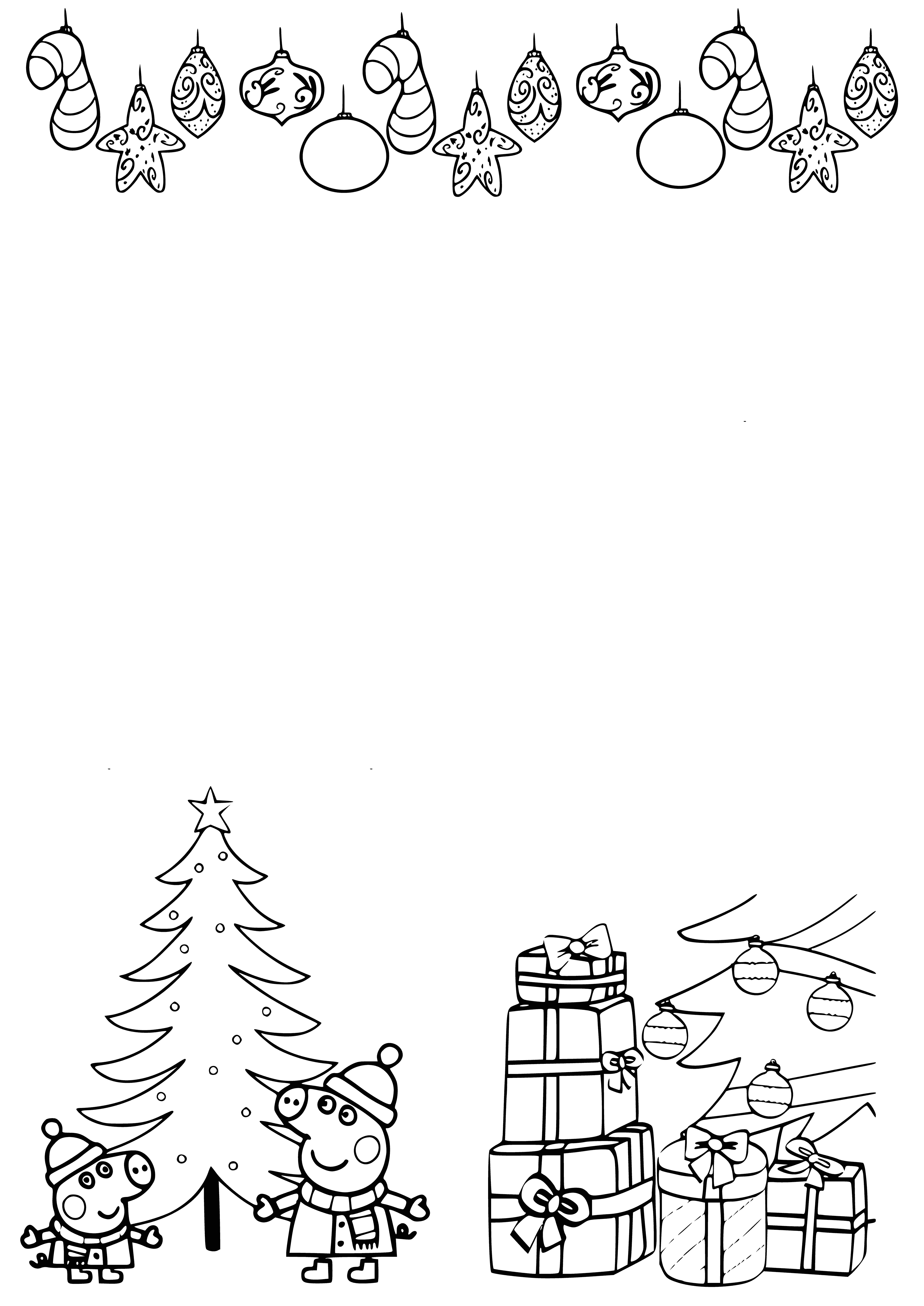 Carta ao Papai Noel com árvore de Natal e presentes