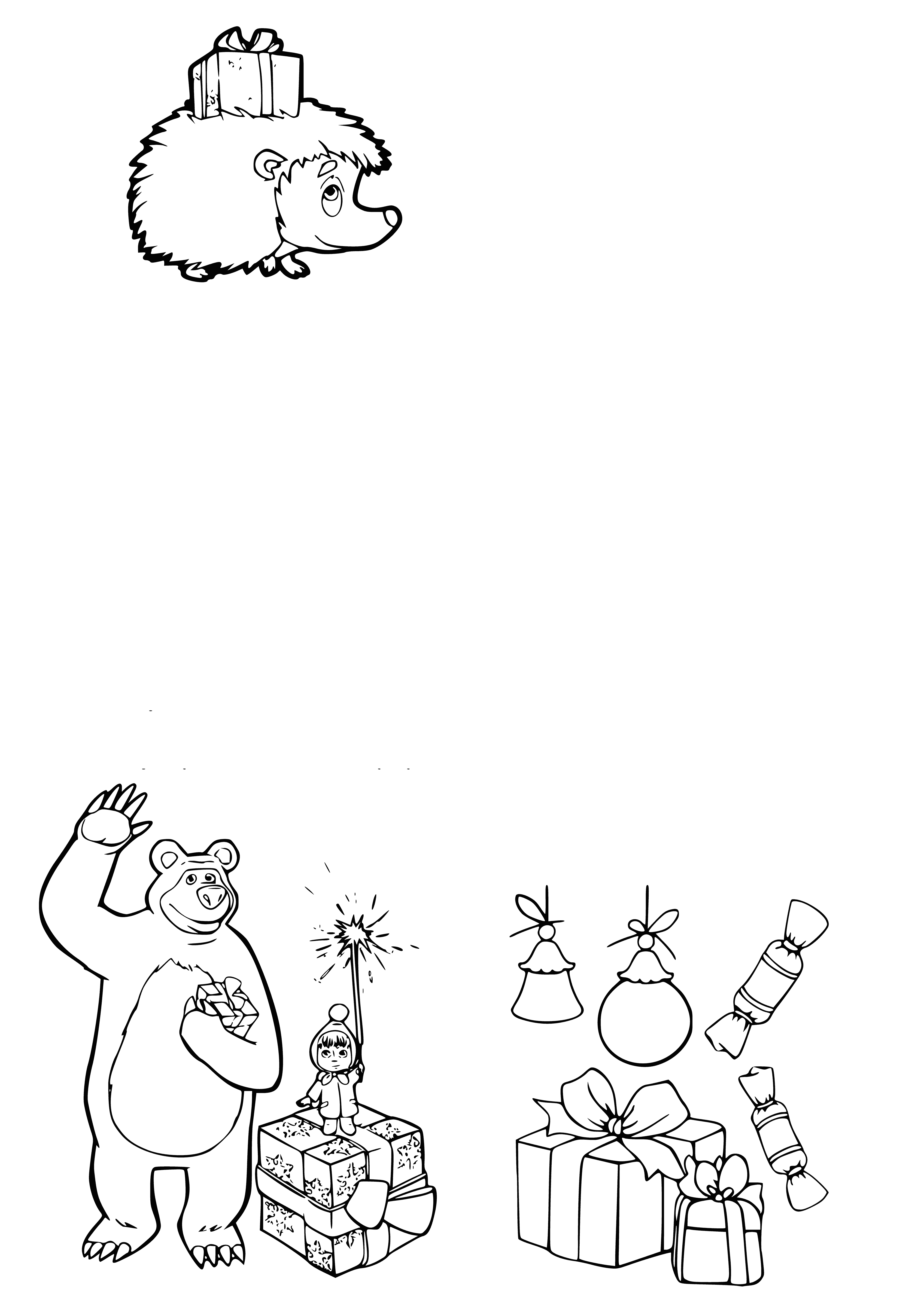 Carta a Santa Cláusula com um urso e presentes