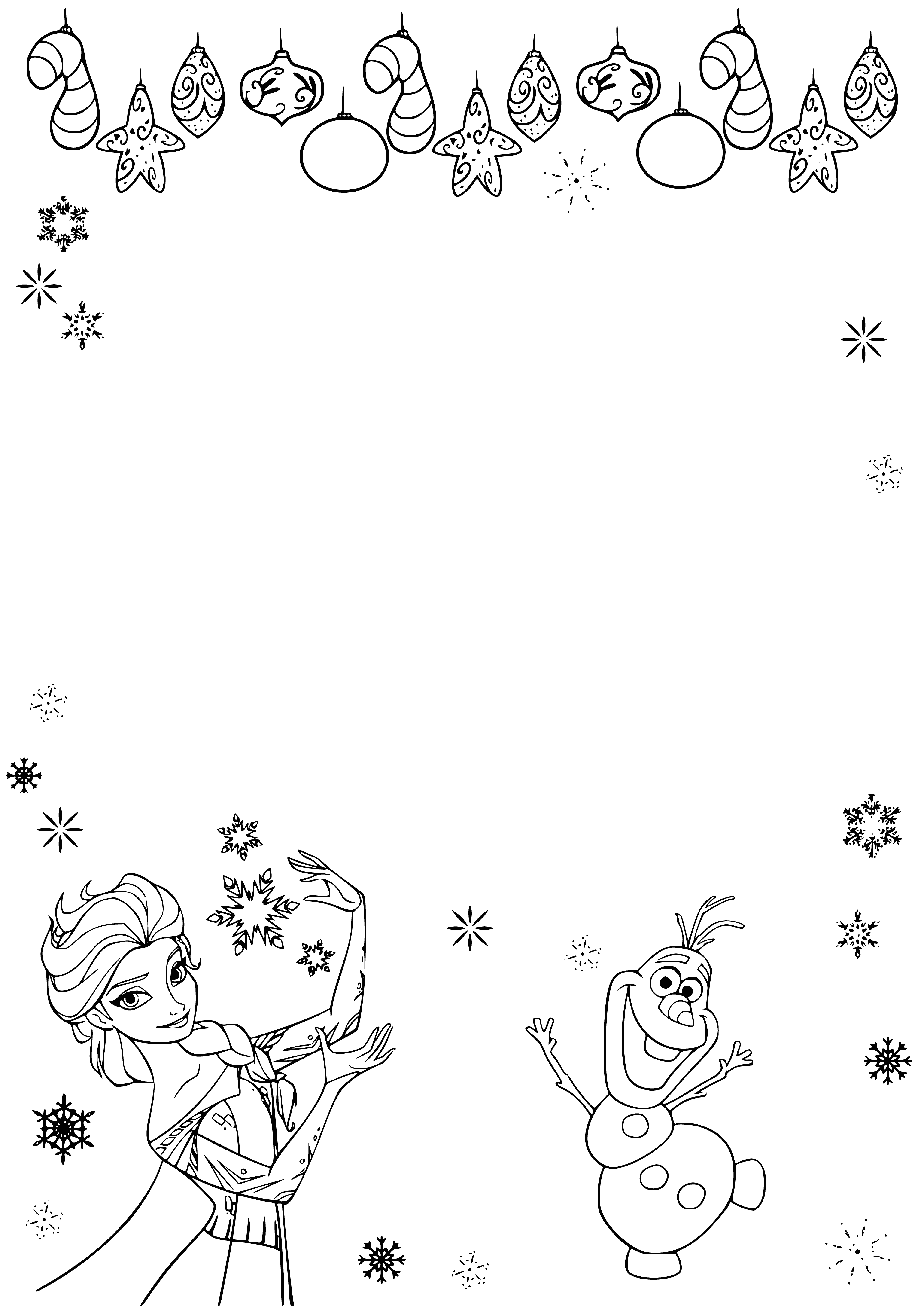 Imagem colorida de Elsa e Olaf, uma carta ao Papai Noel