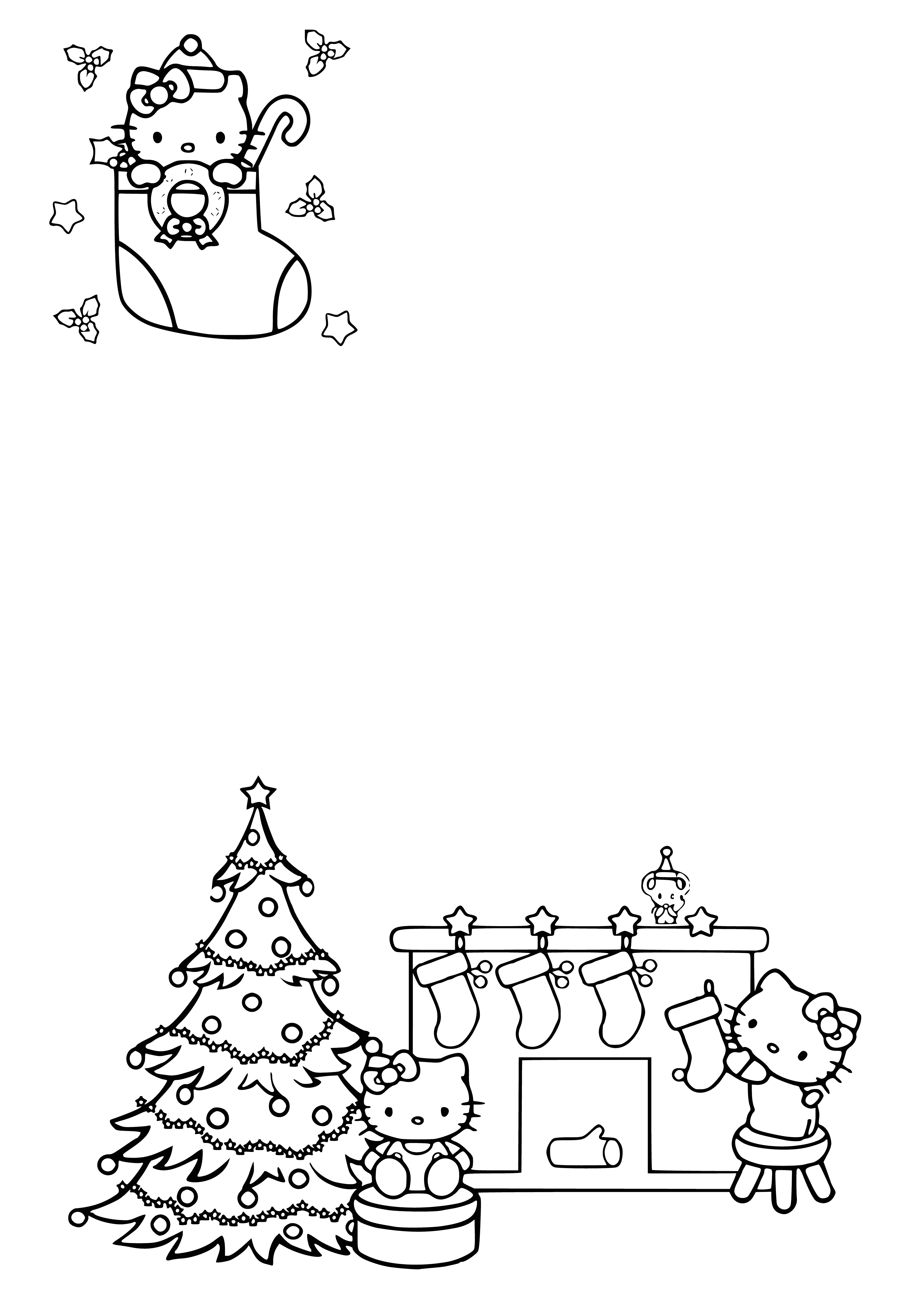 Carta ao Papai Noel com um Kitten e uma árvore de Natal