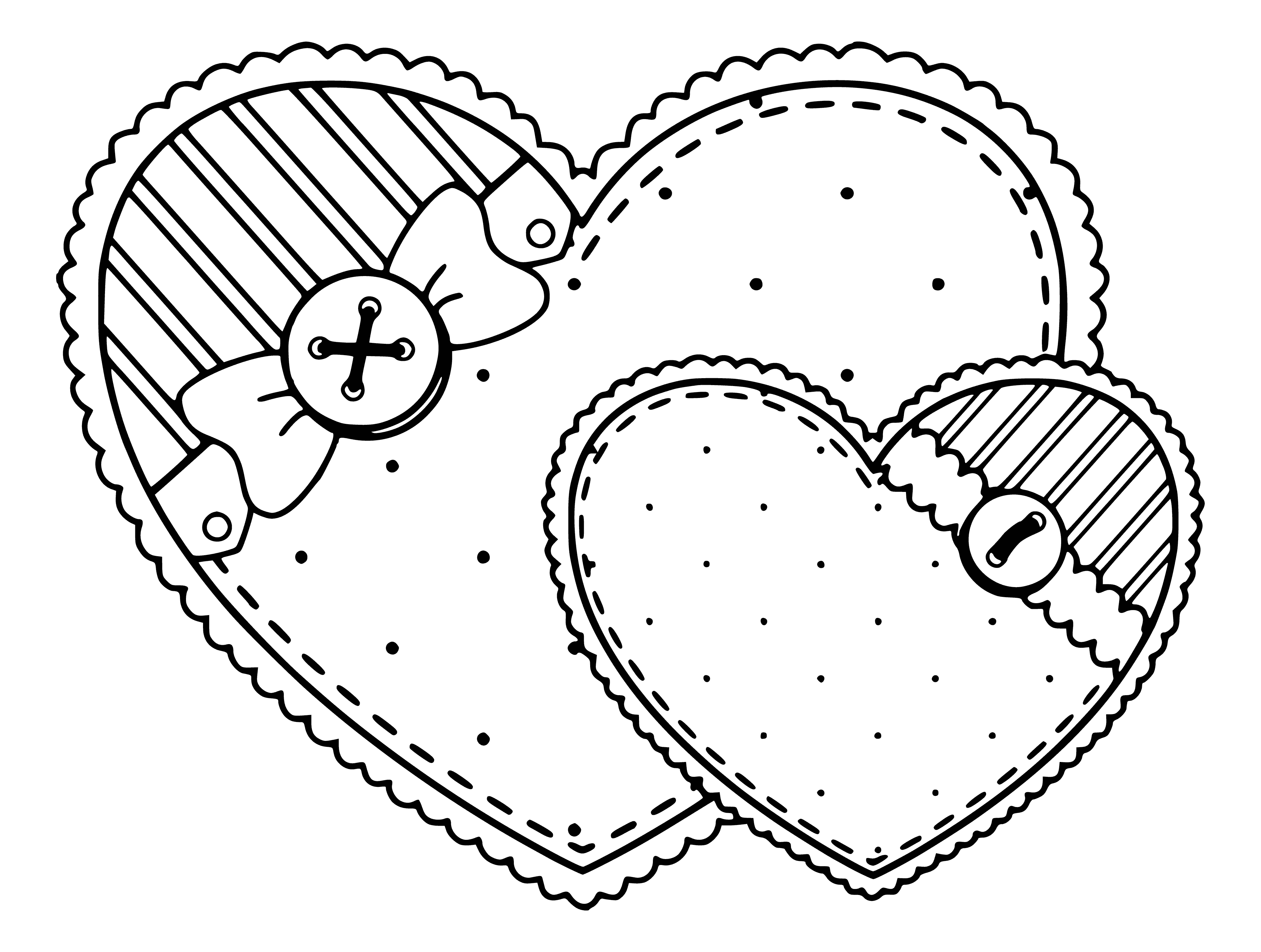 coloring page: Coloring with two hearts for Valentine's Day