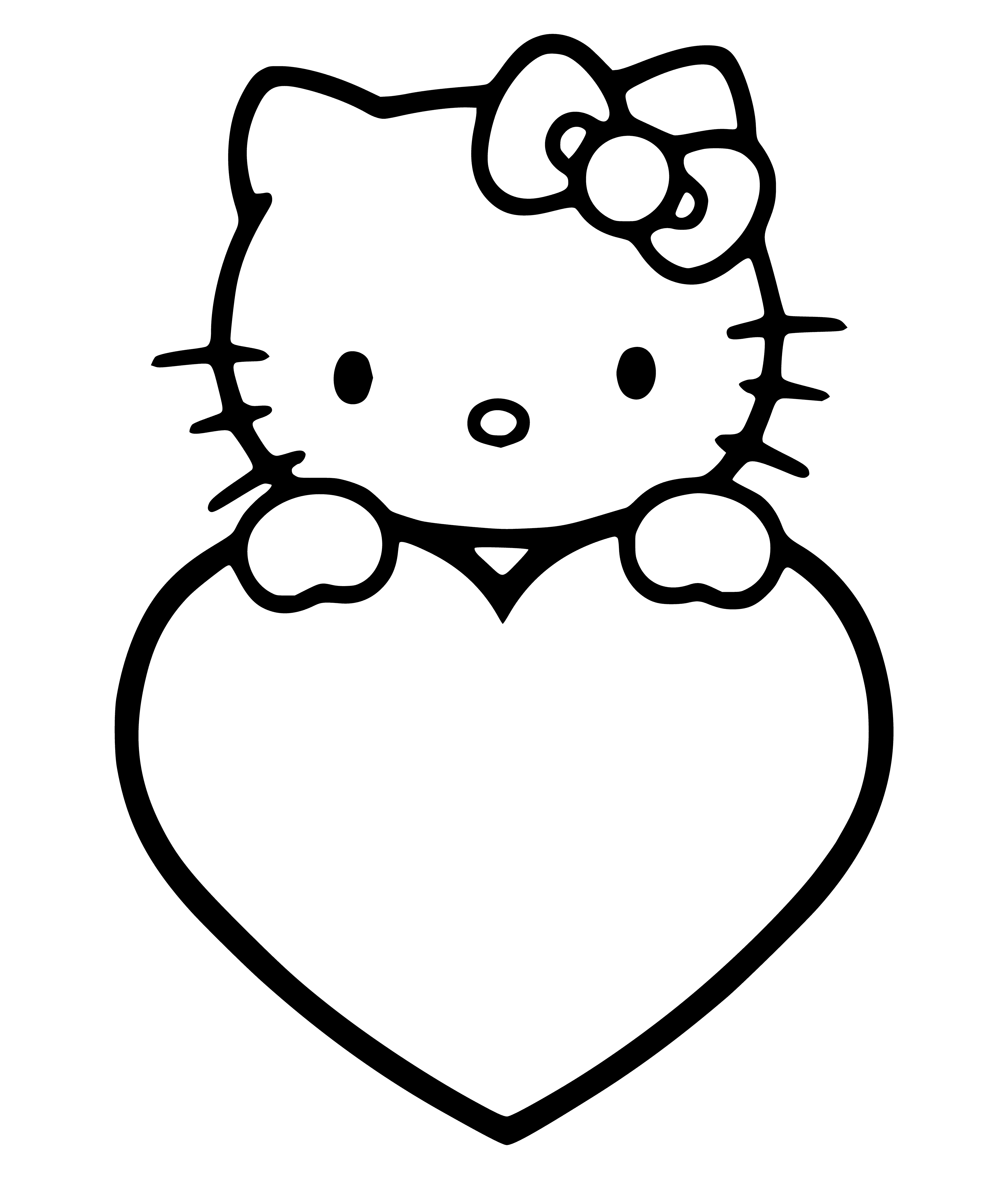 coloring page: Hello Kitty with a valentine heart