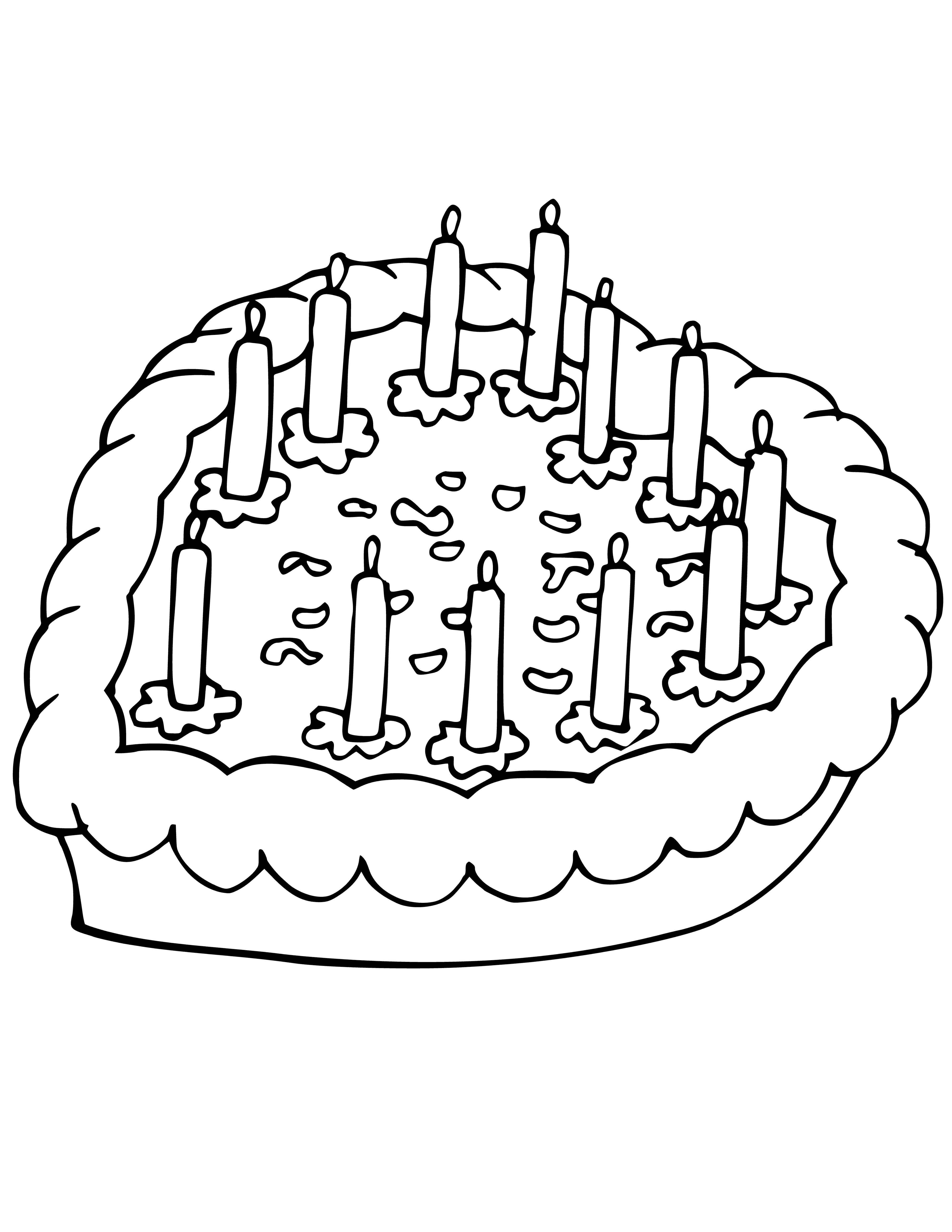 coloring page: Drawing a heart-shaped candle cake for Valentine's Day