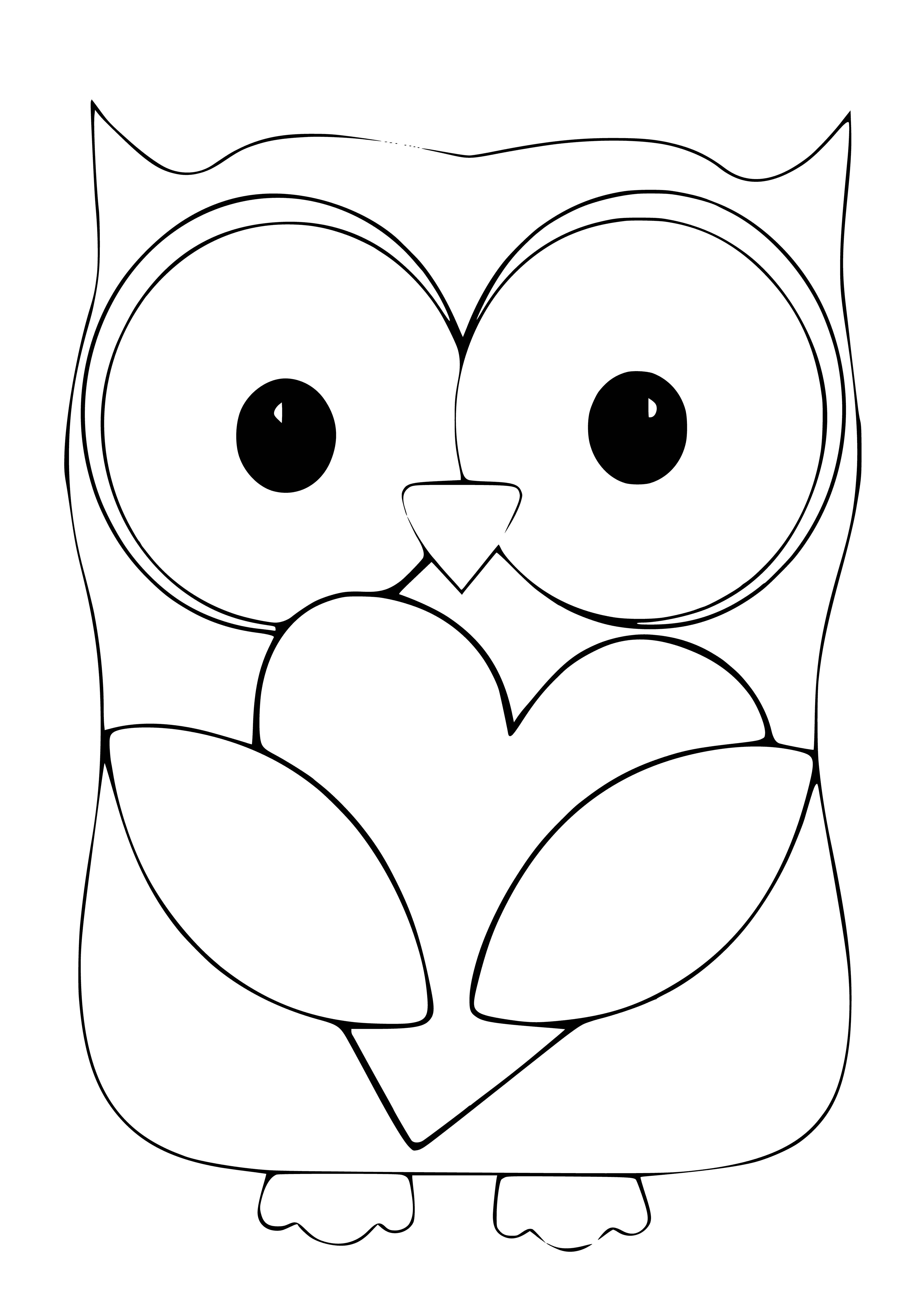 coloring page: Owl with Heart on Valentine's Day