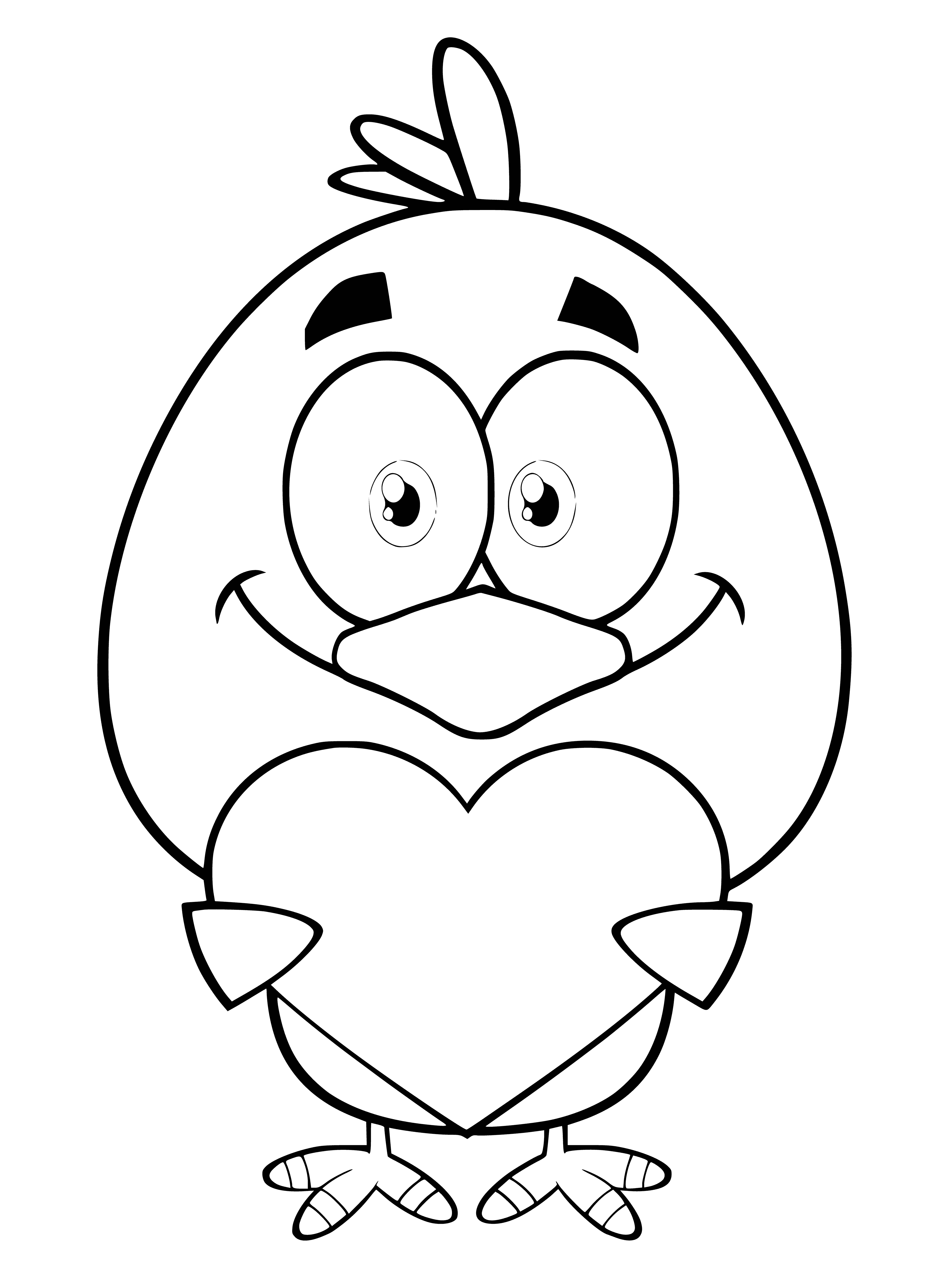 coloring page: Chicken holding a heart for Valentine's Day