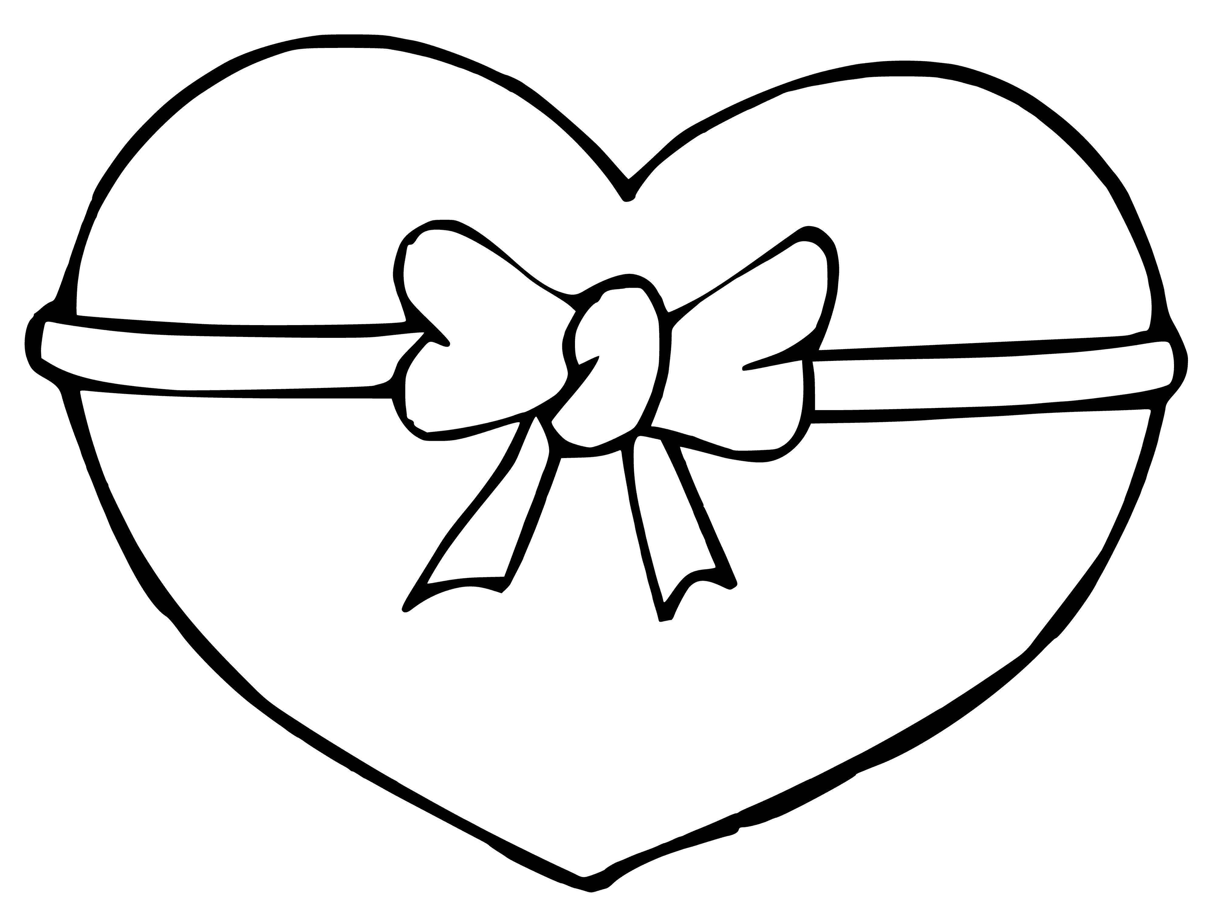 coloring page: Heart coloring with bow for February 14