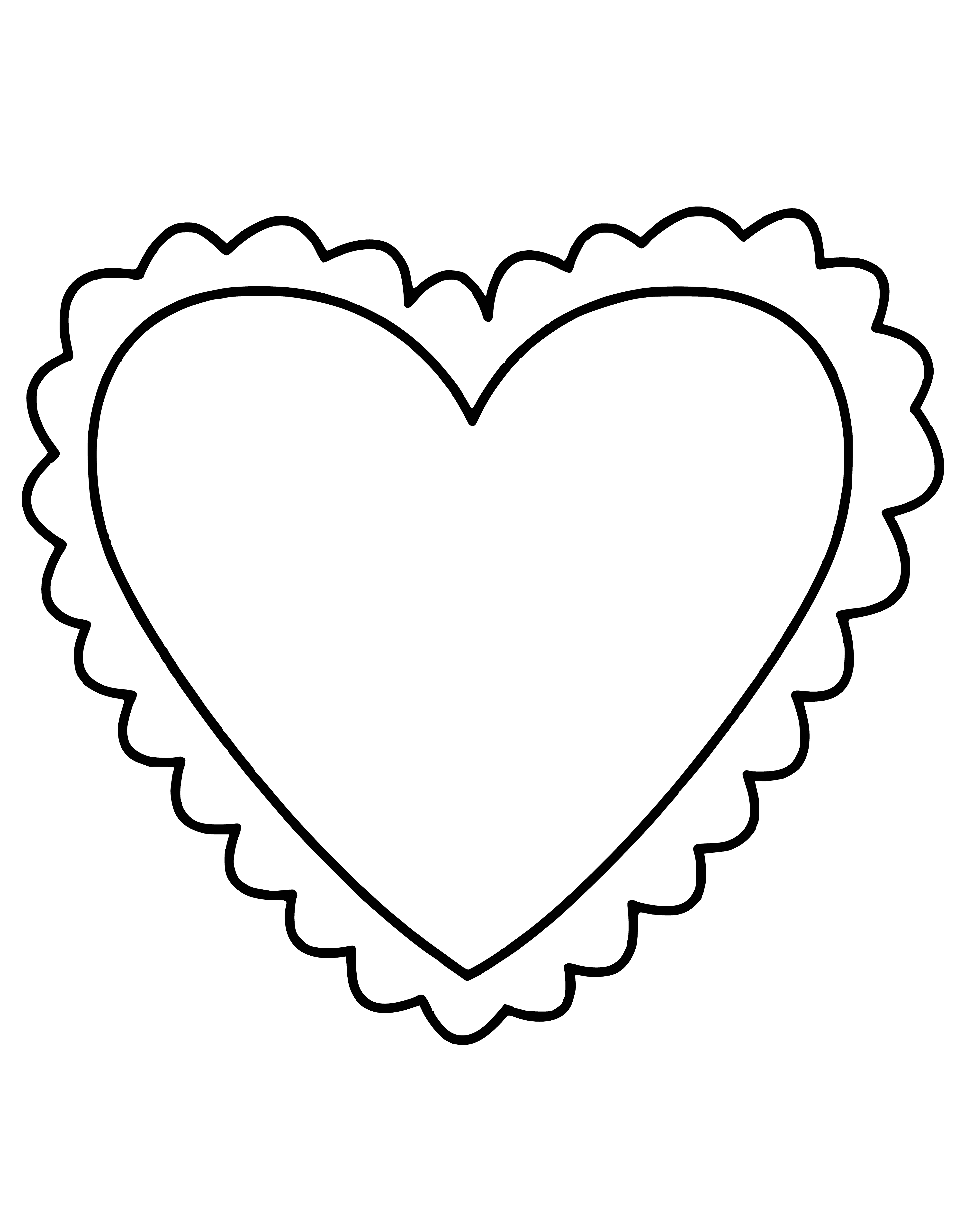 coloring page: Coloring for Valentine's Day - a heart with ruffles