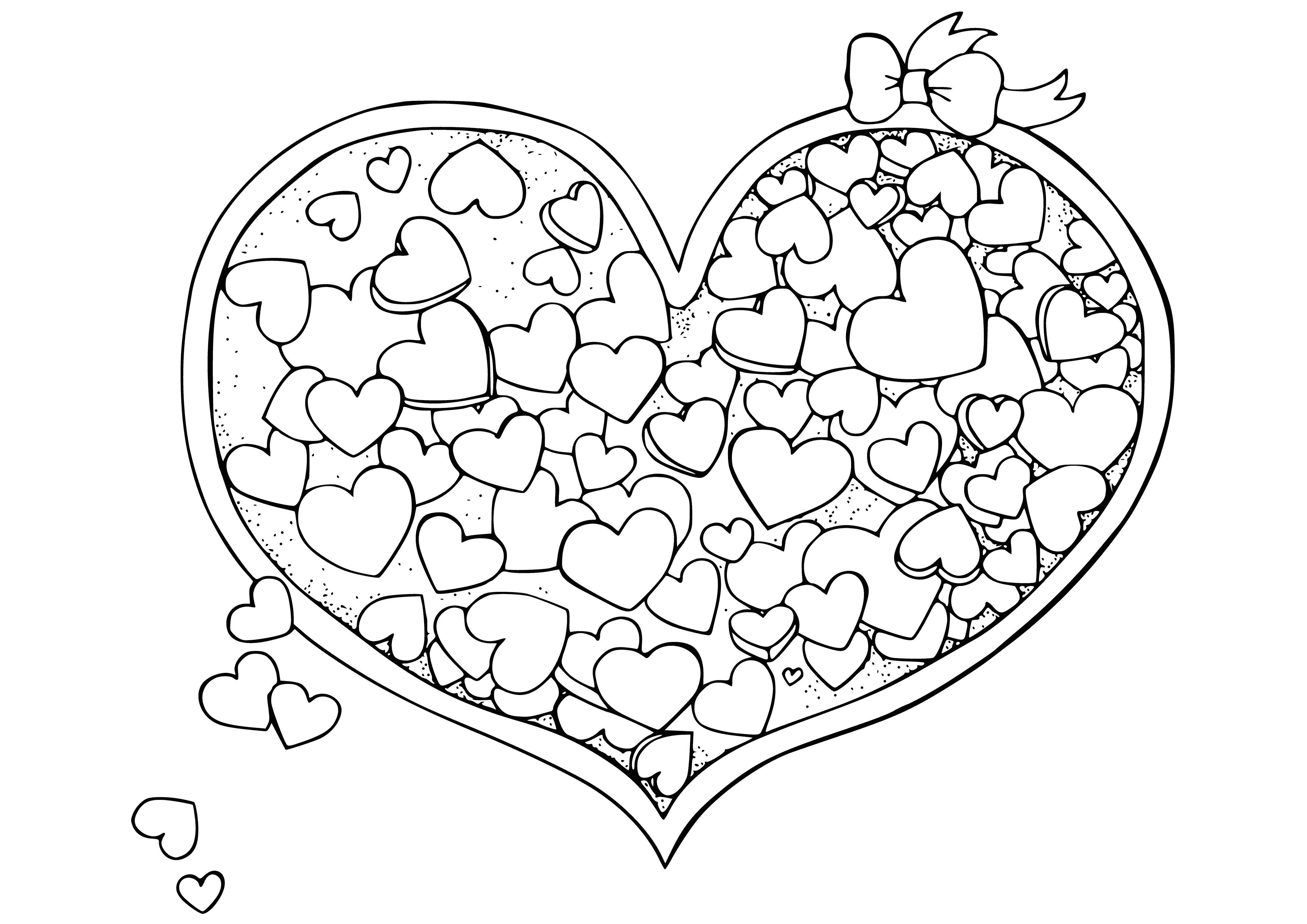 coloring page: Heart-shaped coloring with small hearts inside