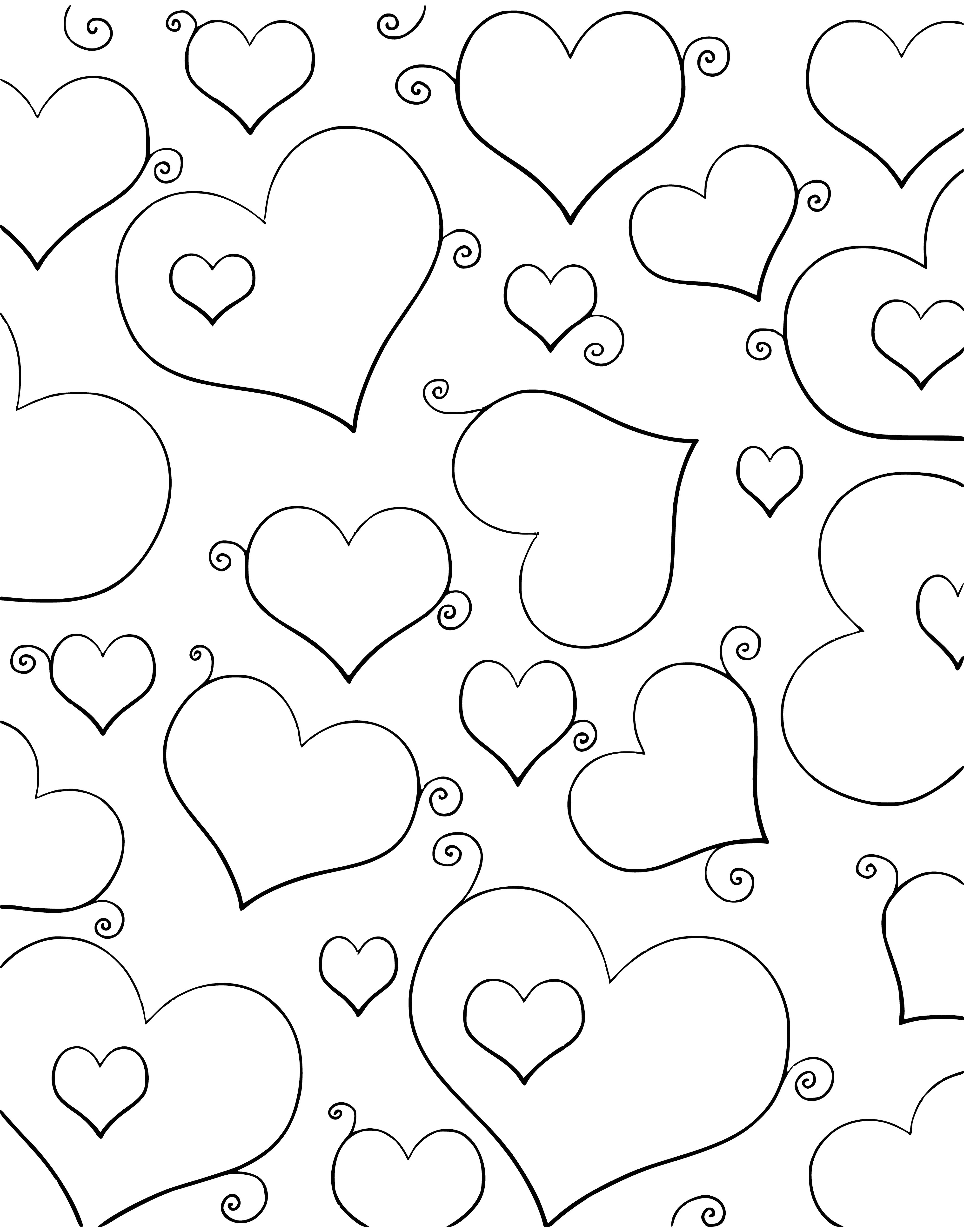 coloring page: Coloring with hearts for Valentine's Day