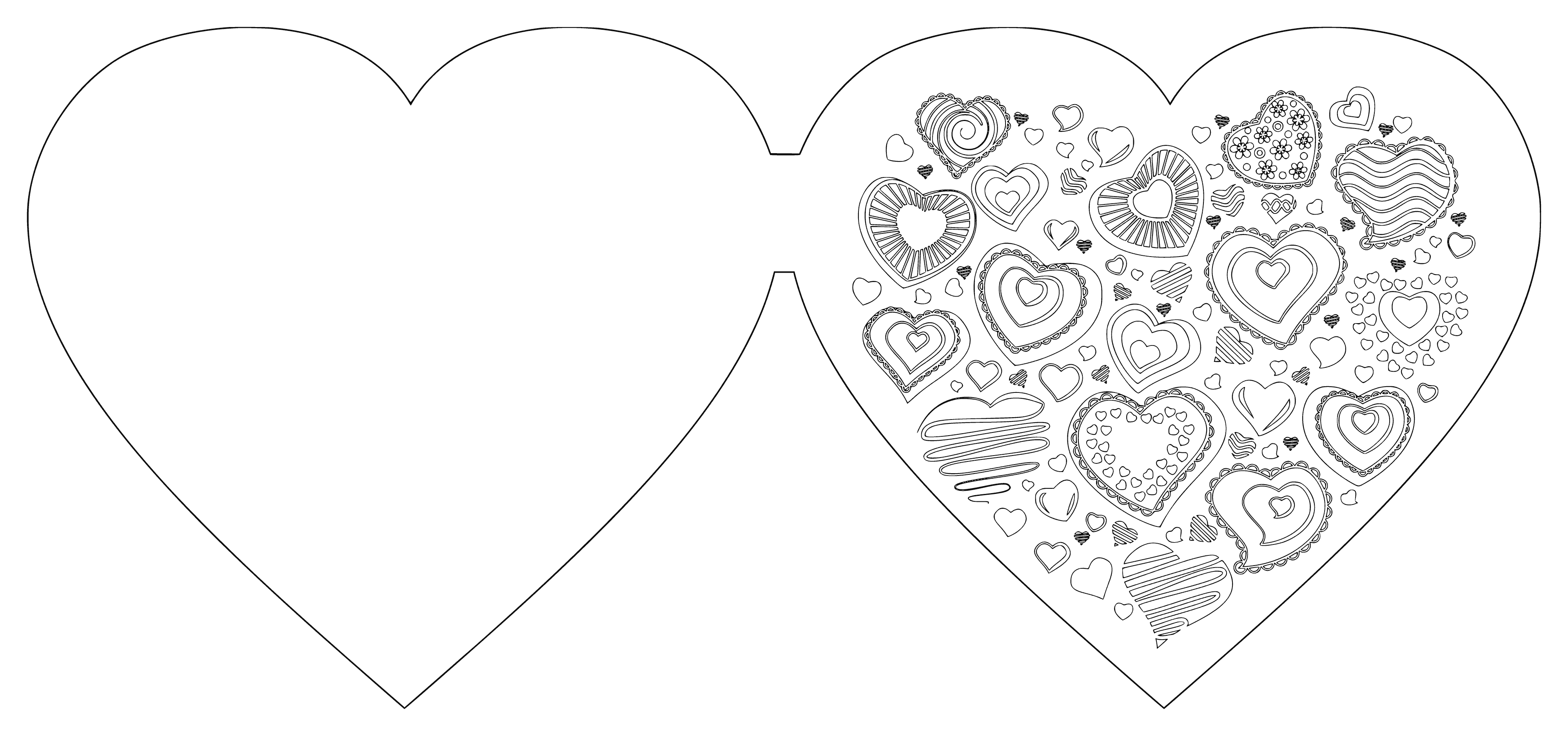 coloring page: Drawing for Valentine's Day Coloring with Hearts