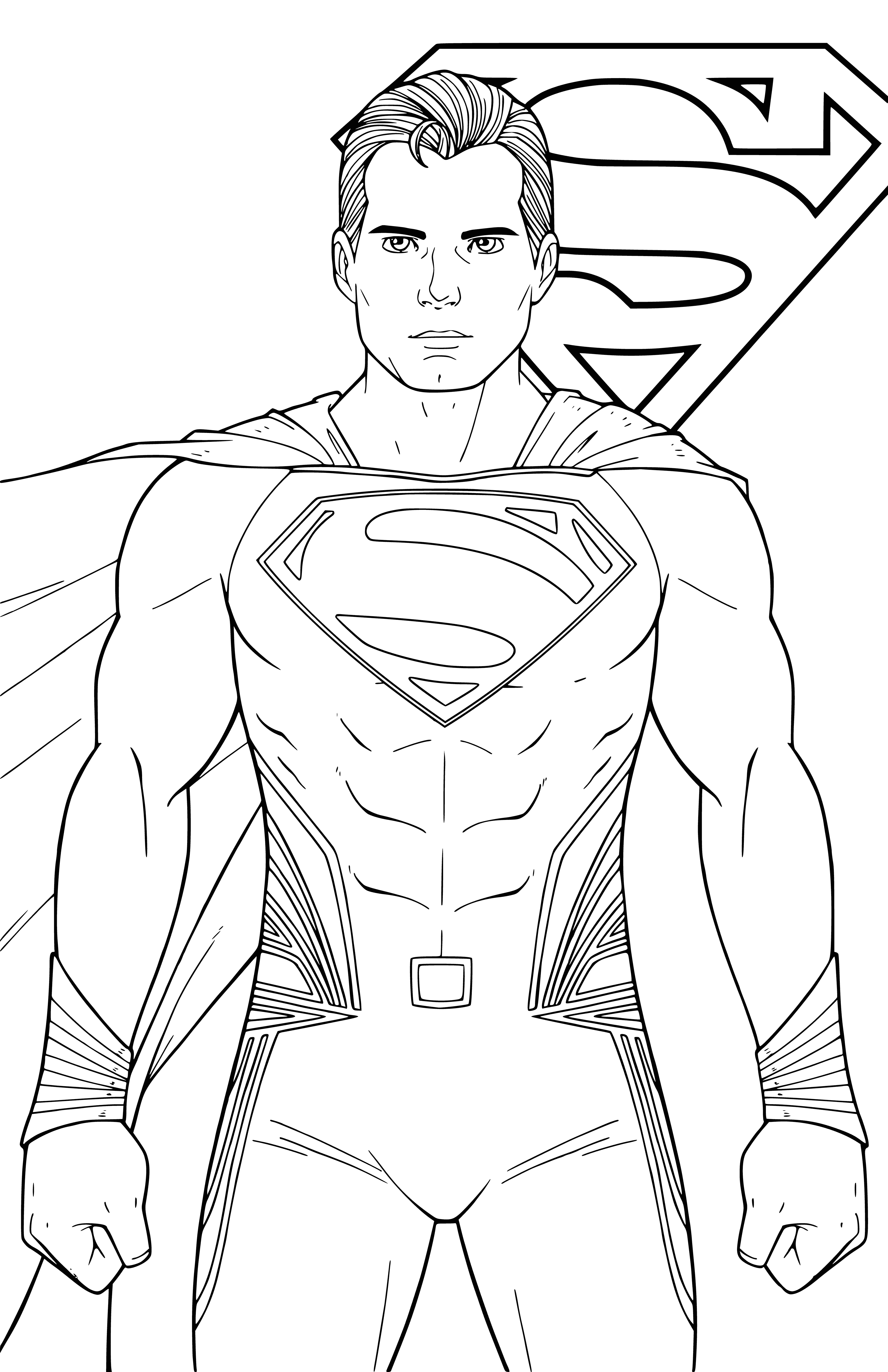 coloriage: Coloration Superman avec un symbole en arrière-plan