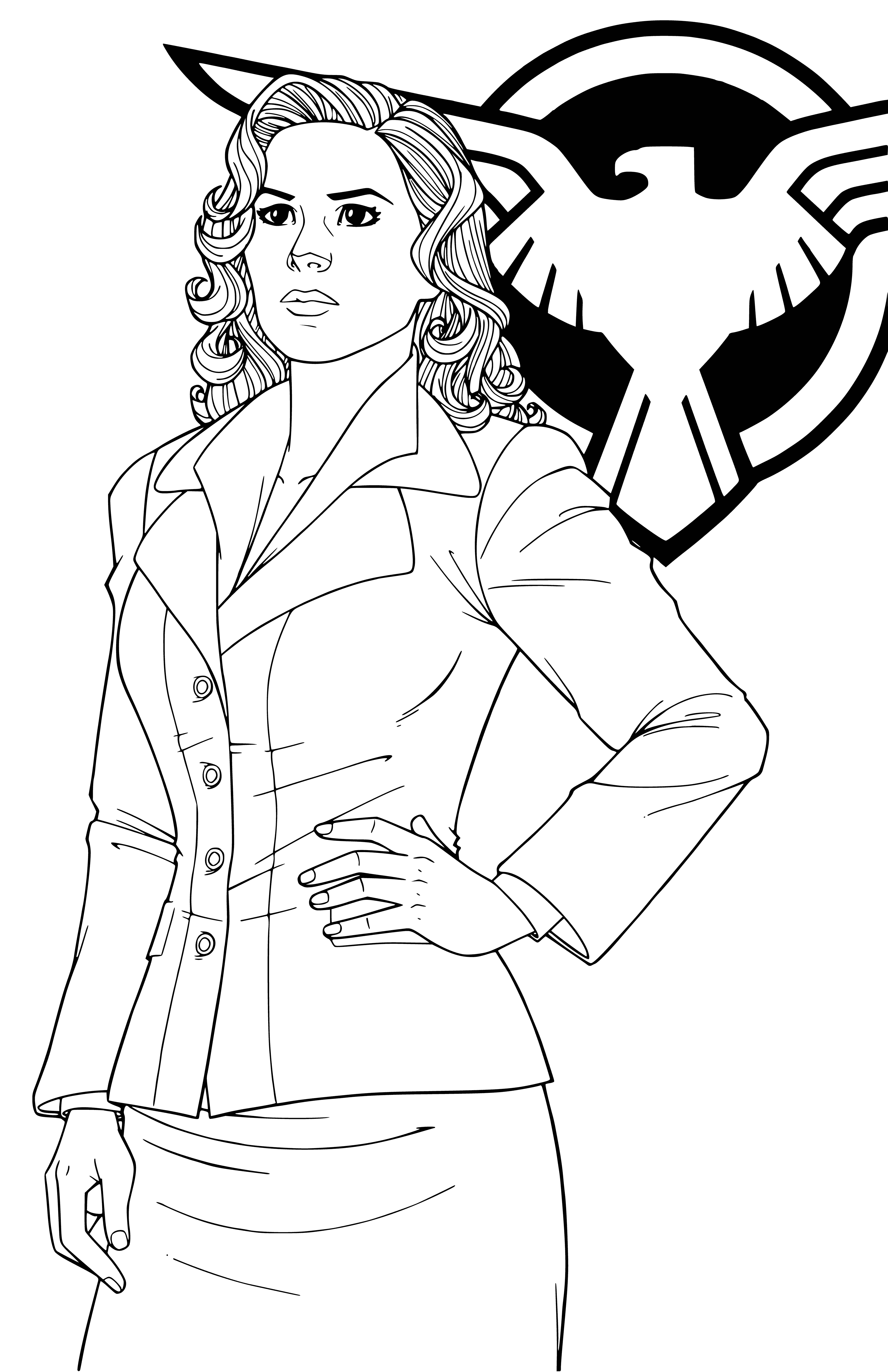 coloriage: Coloration avec le personnage Peggy Carter dans le style des superhéros