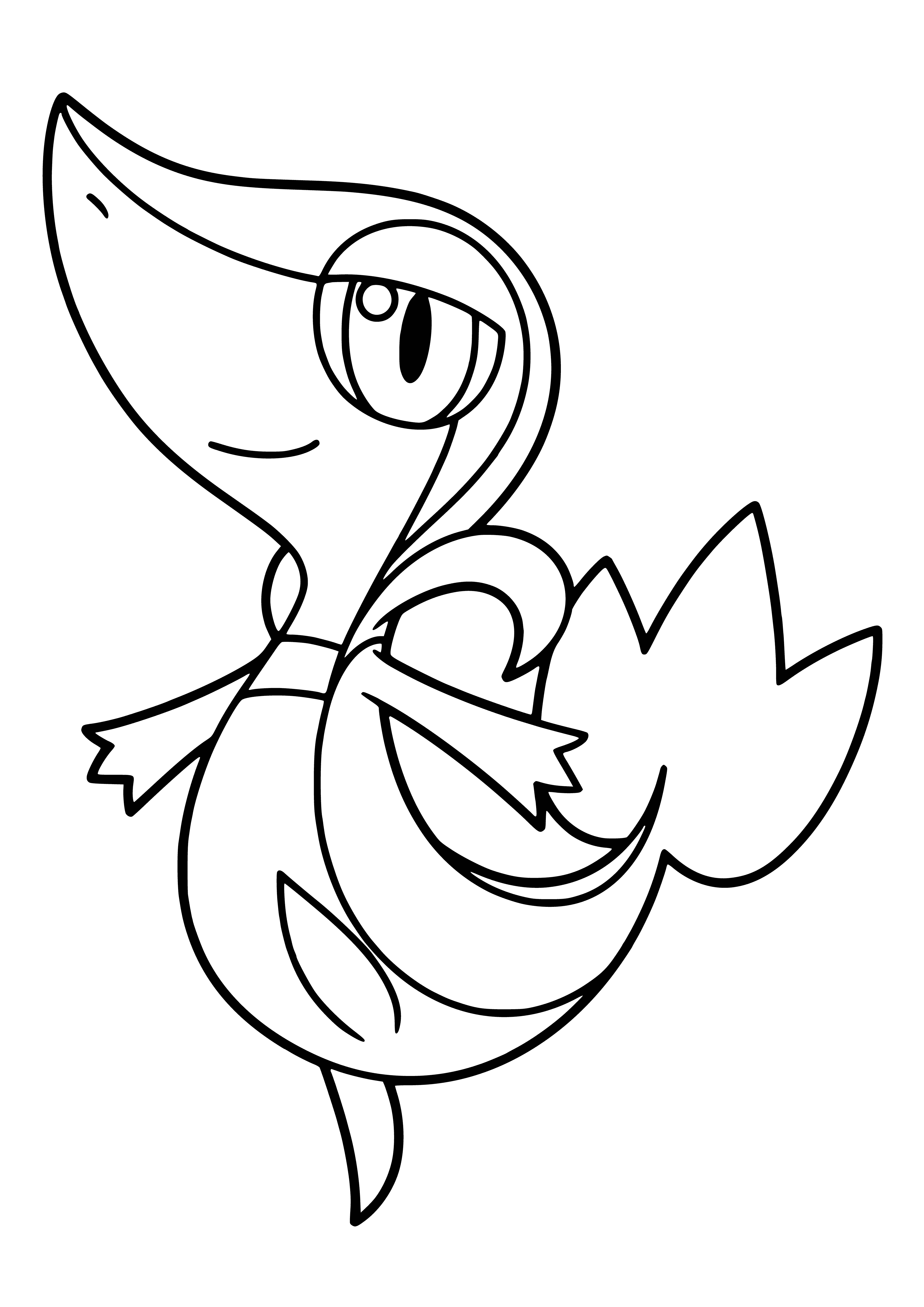 coloring page: Coloring Pokemon Snivy in black and white style