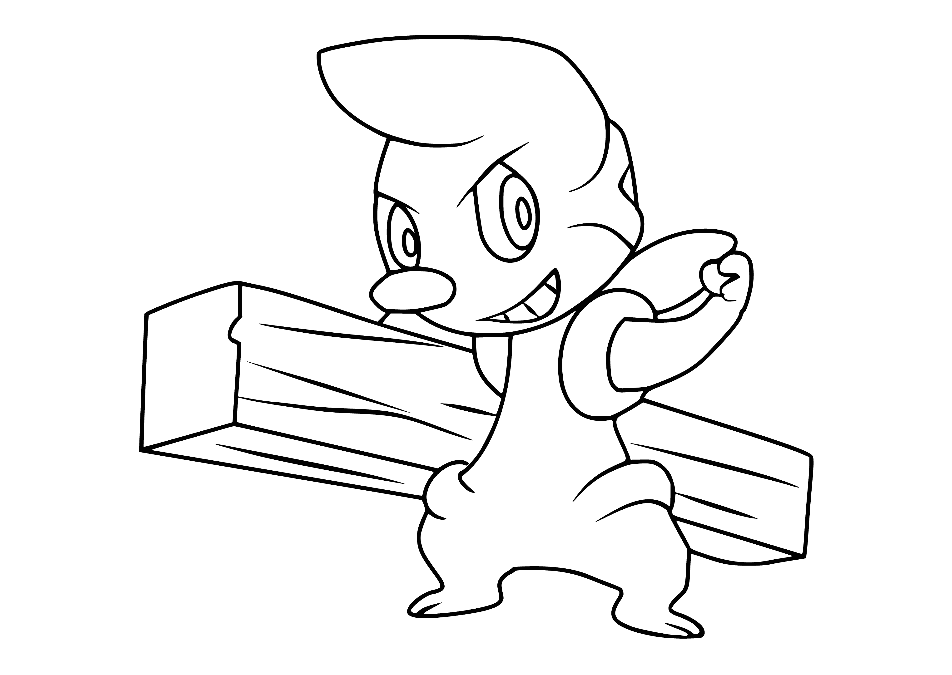 coloring page: Pokemon Timburr coloring with wooden beam