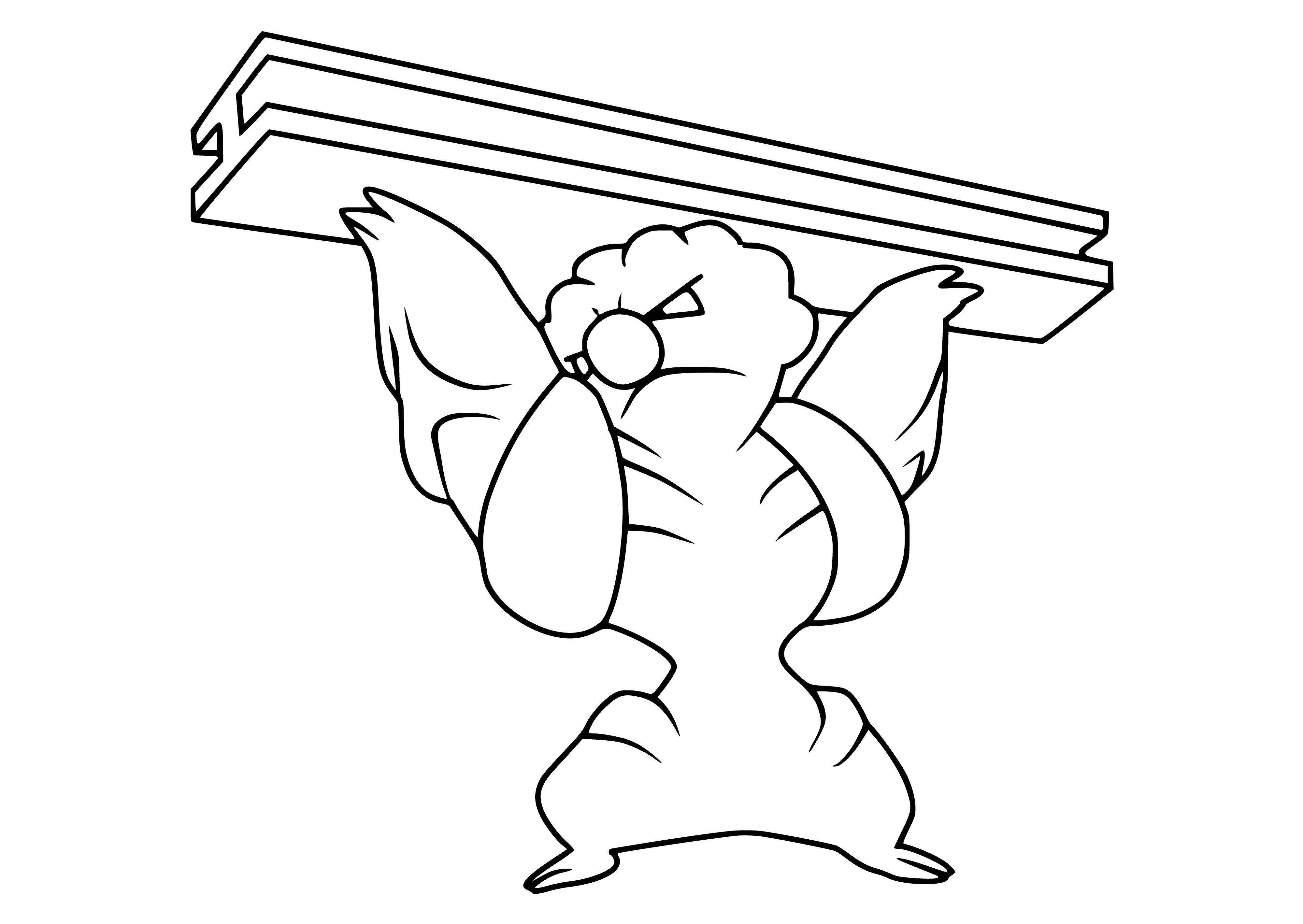 coloring page: Gurdurr holds a bar with scales