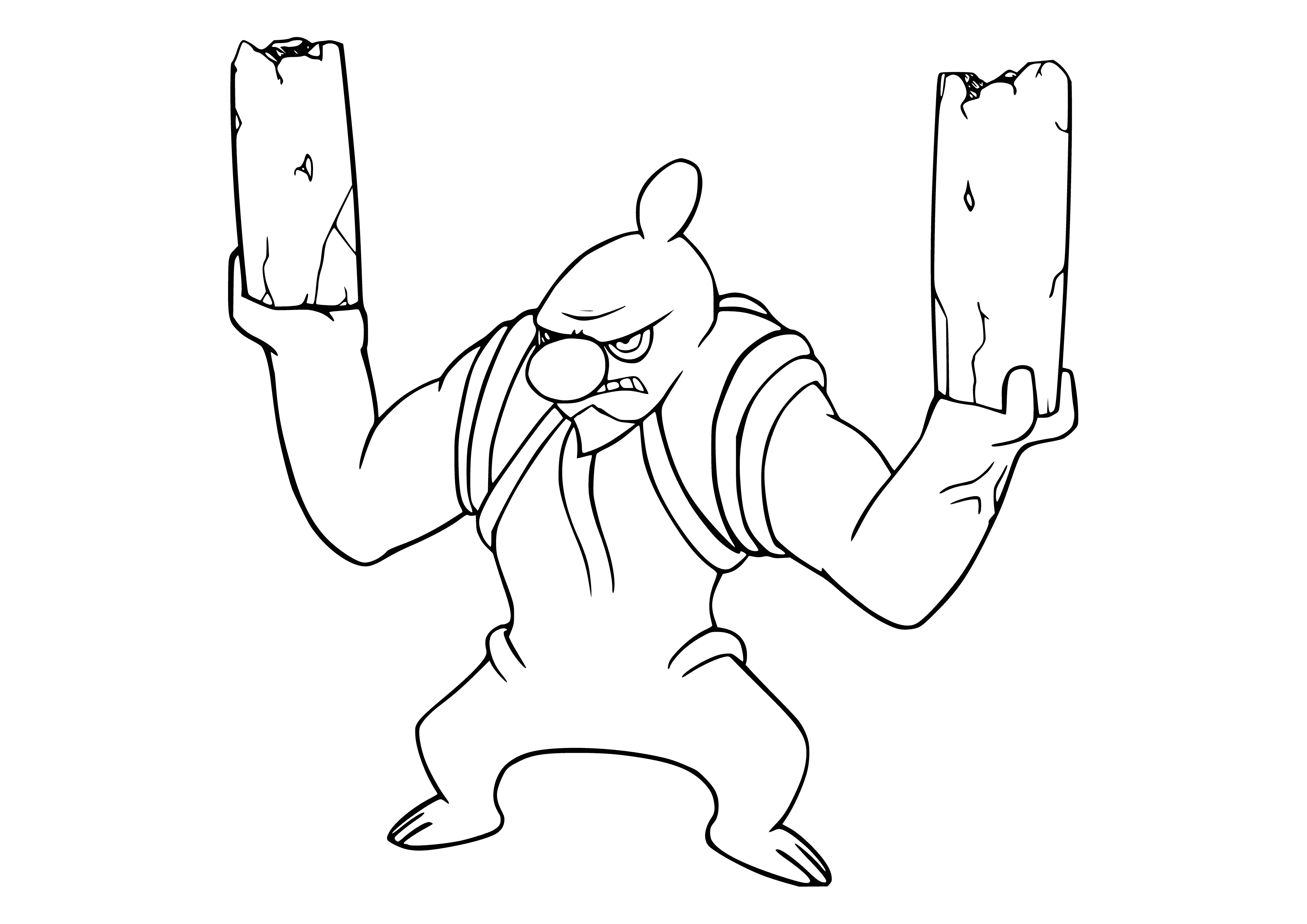 coloring page: Pokemon Conkldurr with wooden bars