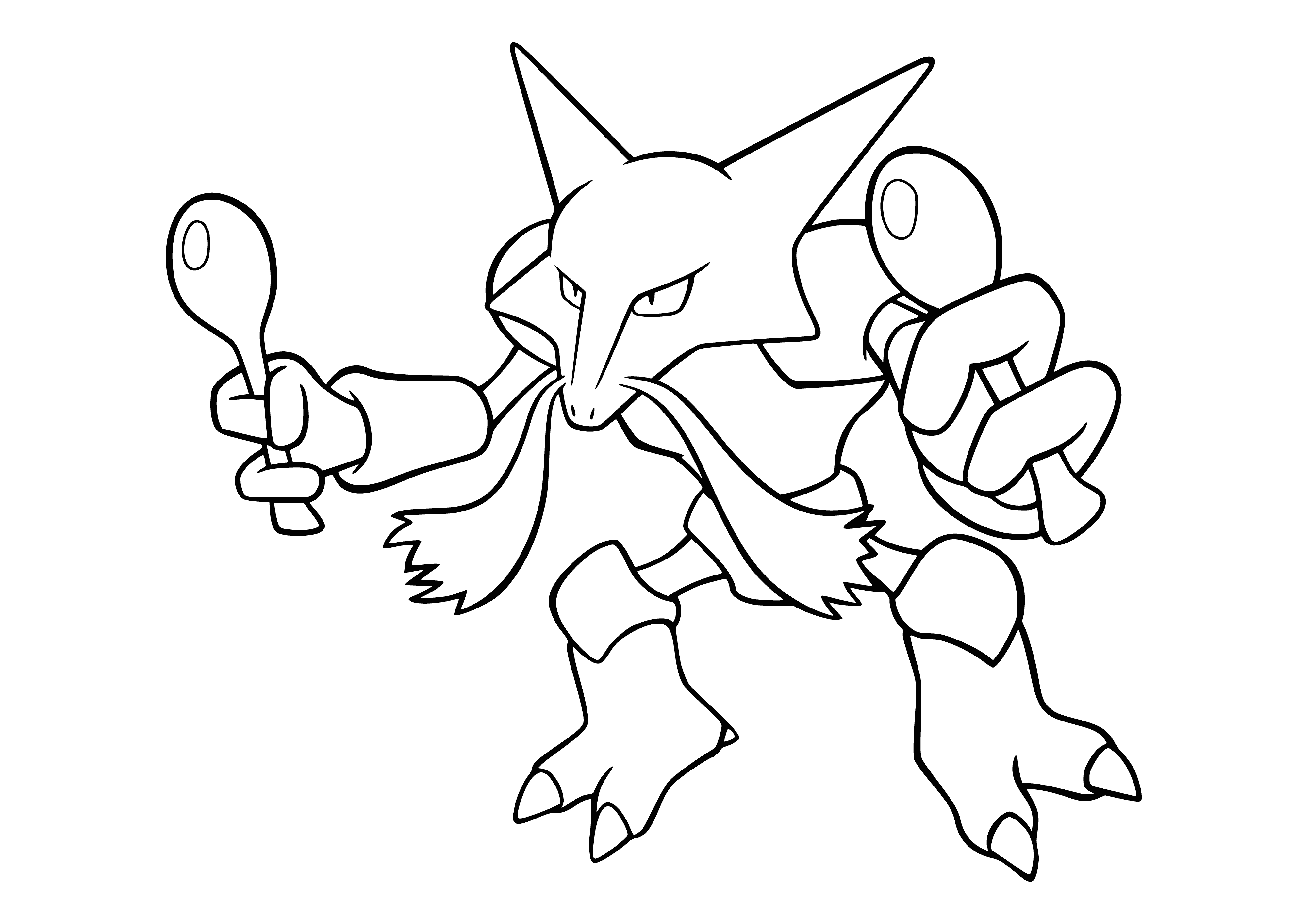 coloring page: Pokemon coloring Alakazam with spoons