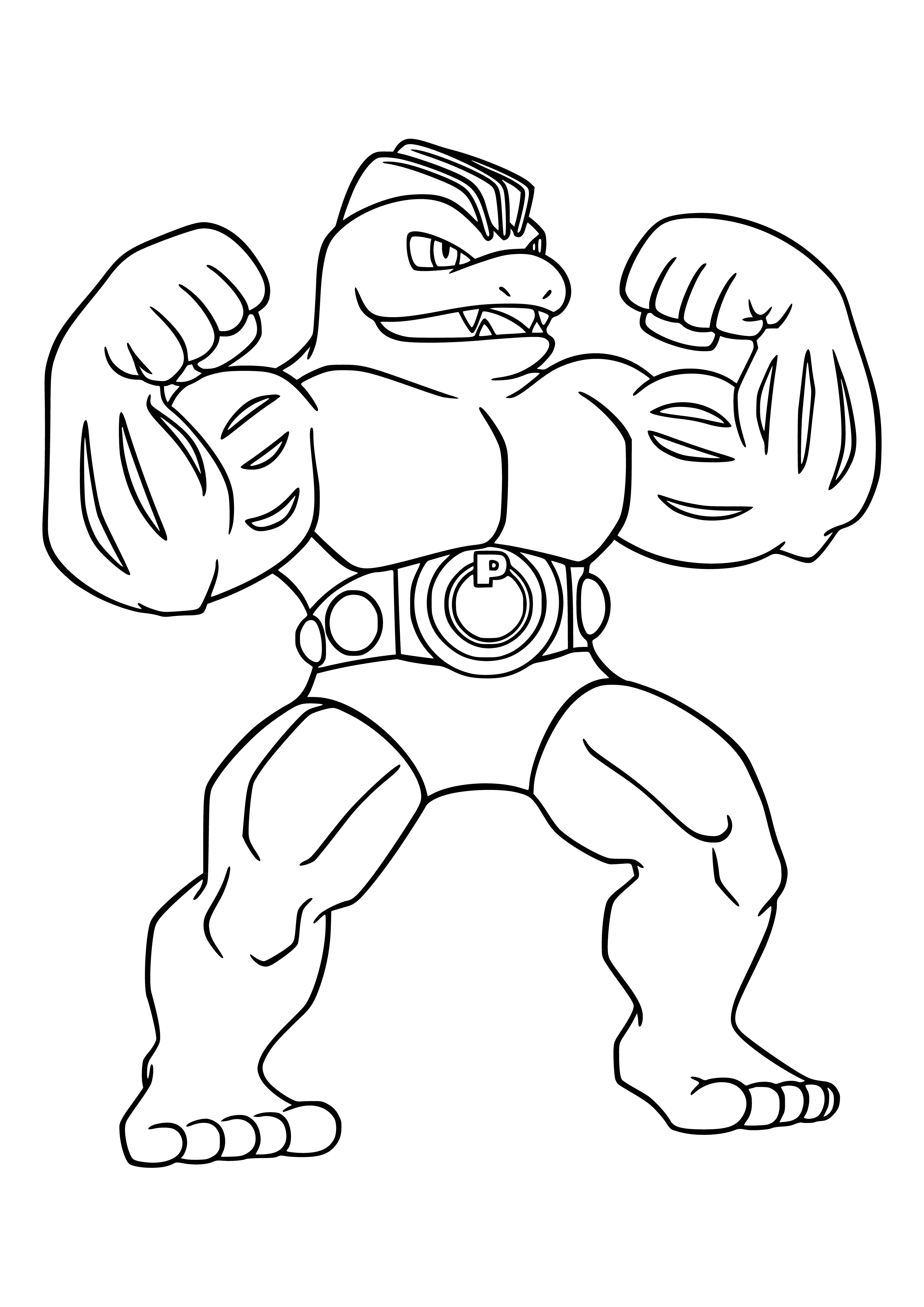 coloring page: Coloring Pokémon Machok in a combat posture