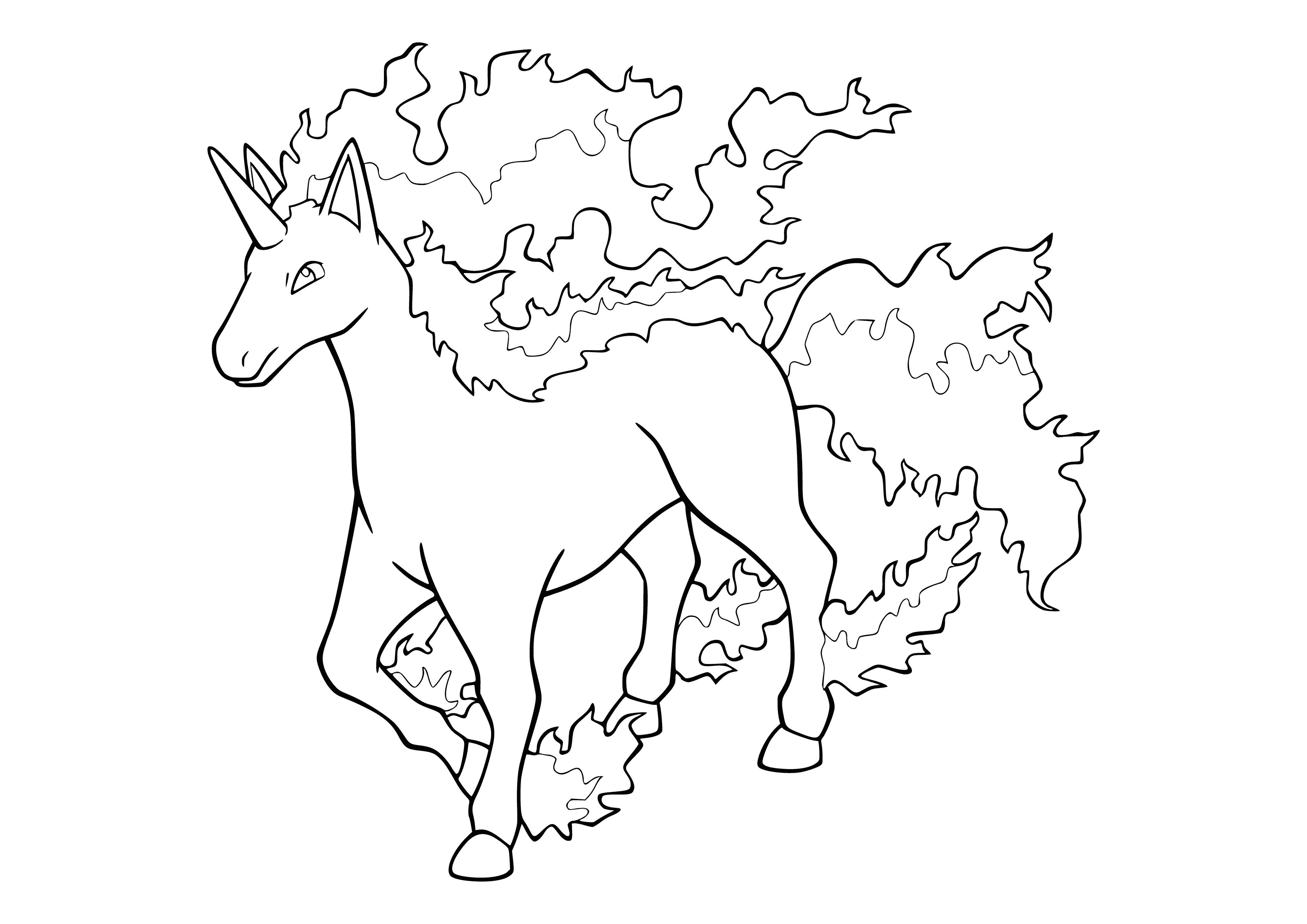 coloring page: Drawing of Pokemon Rapidesh with Fire Tails