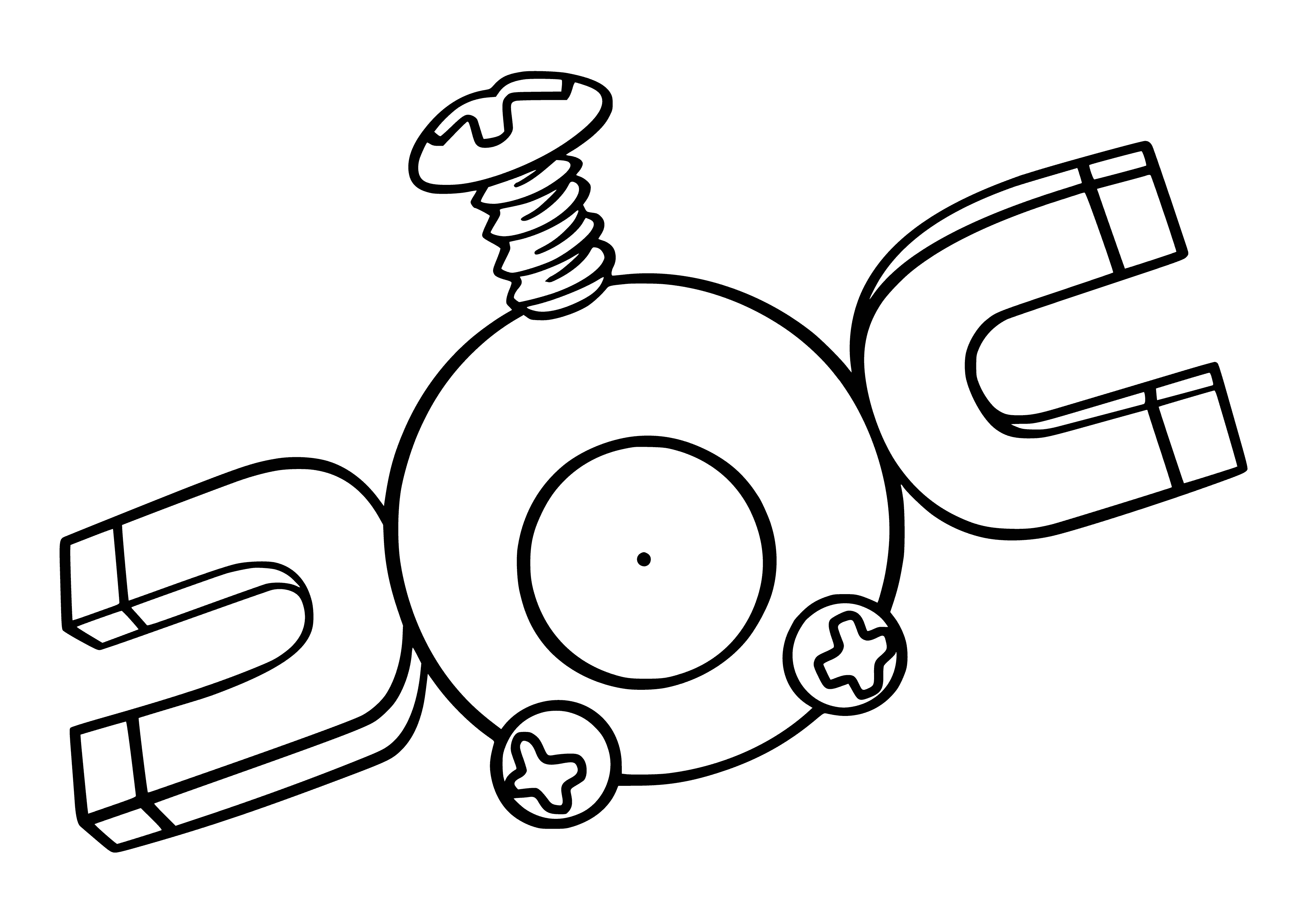 coloring page: Drawing by Pokemon Magnemite in coloring book