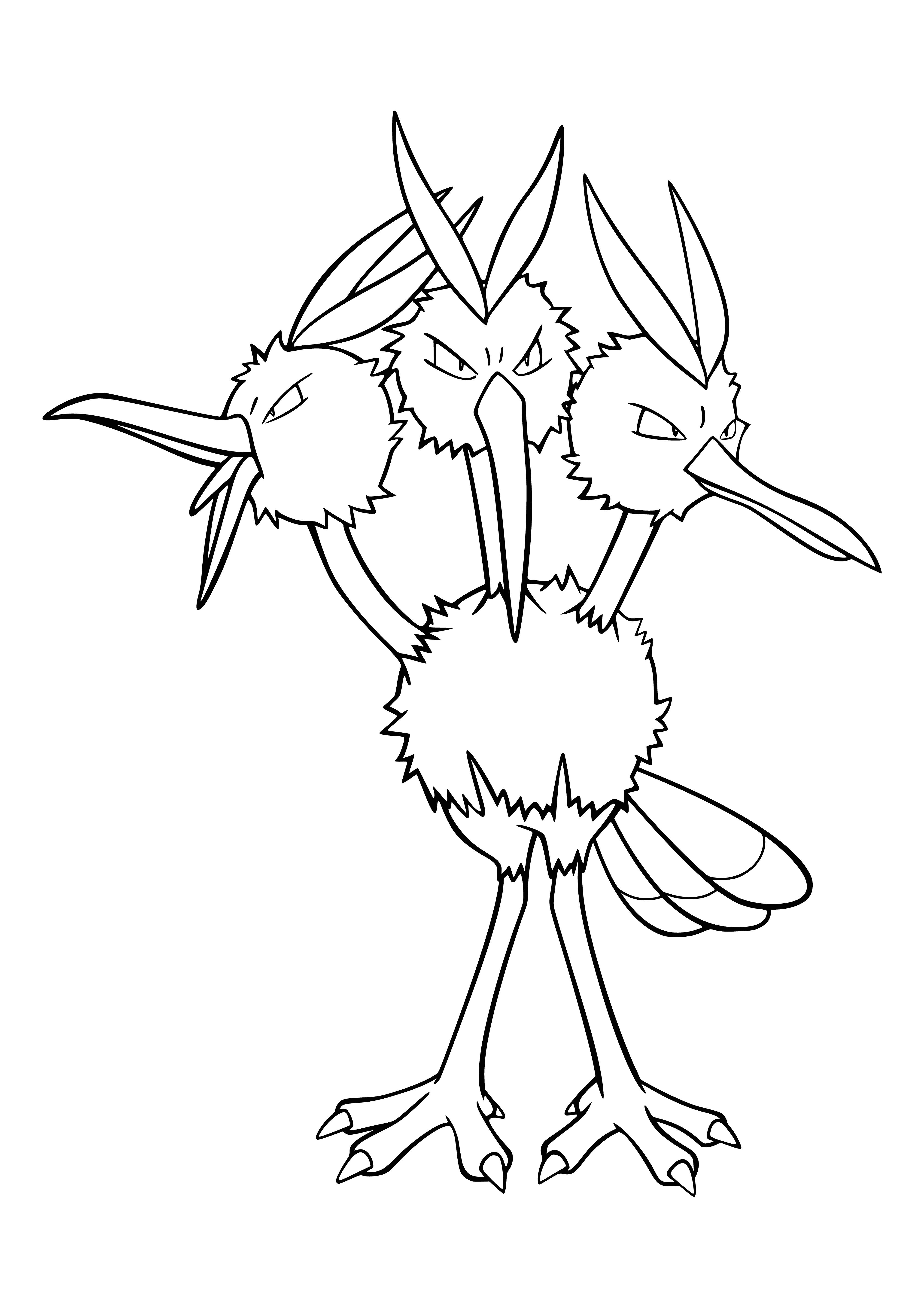 coloring page: Coloring Pokemon Dodrio in black and white format