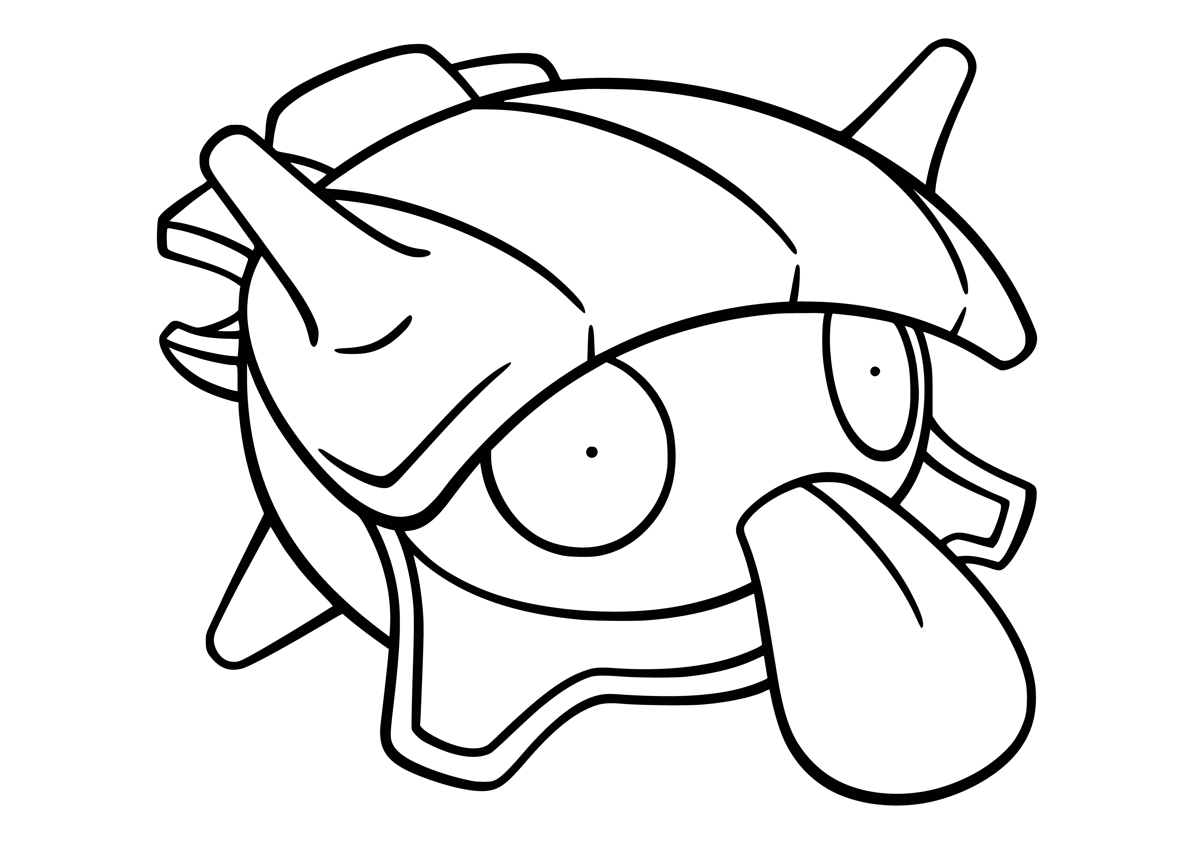 coloring page: Coloring Pokemon Shelder in black and white style