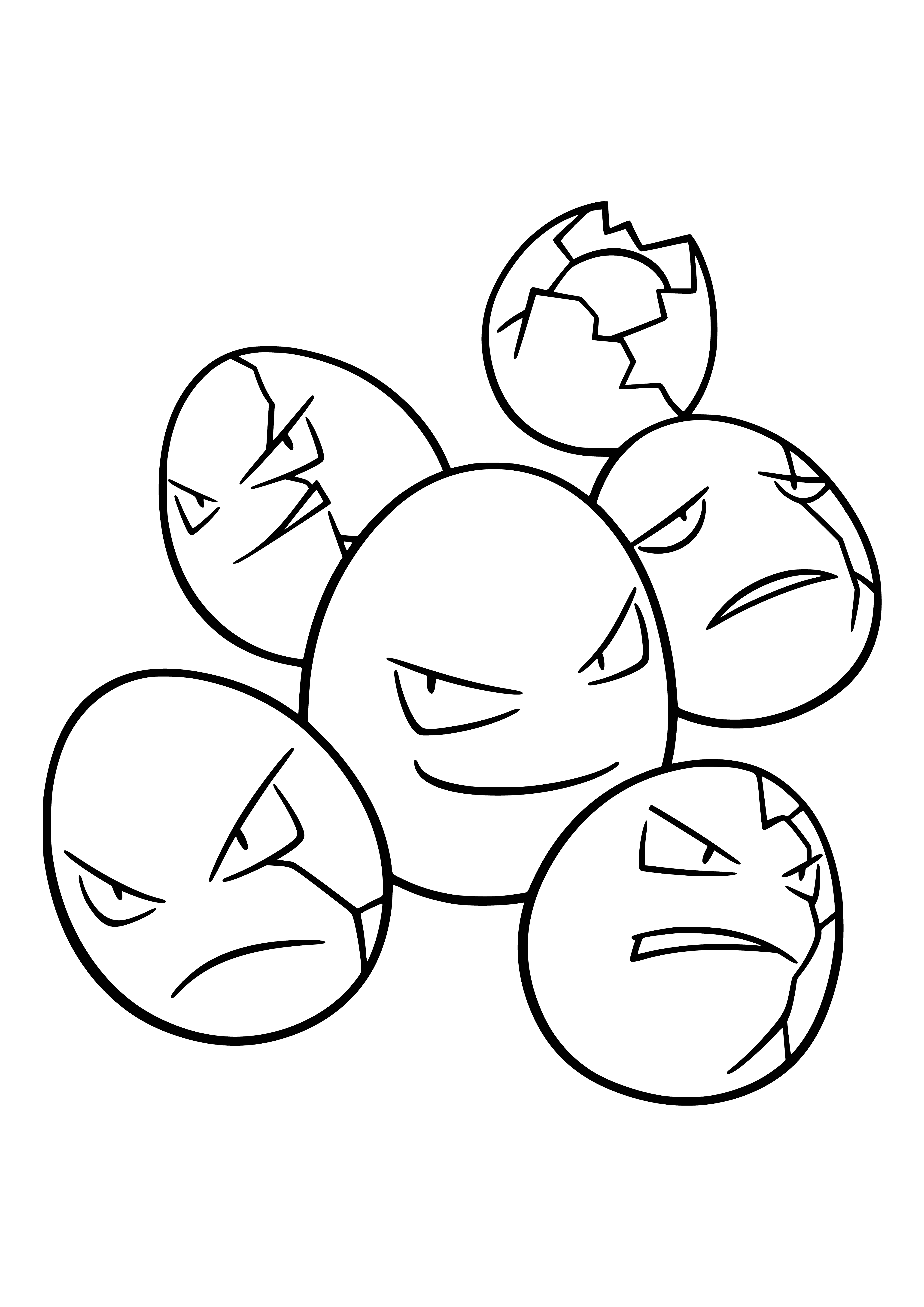 coloring page: Coloring Pokemon Exeggut with facial expressions