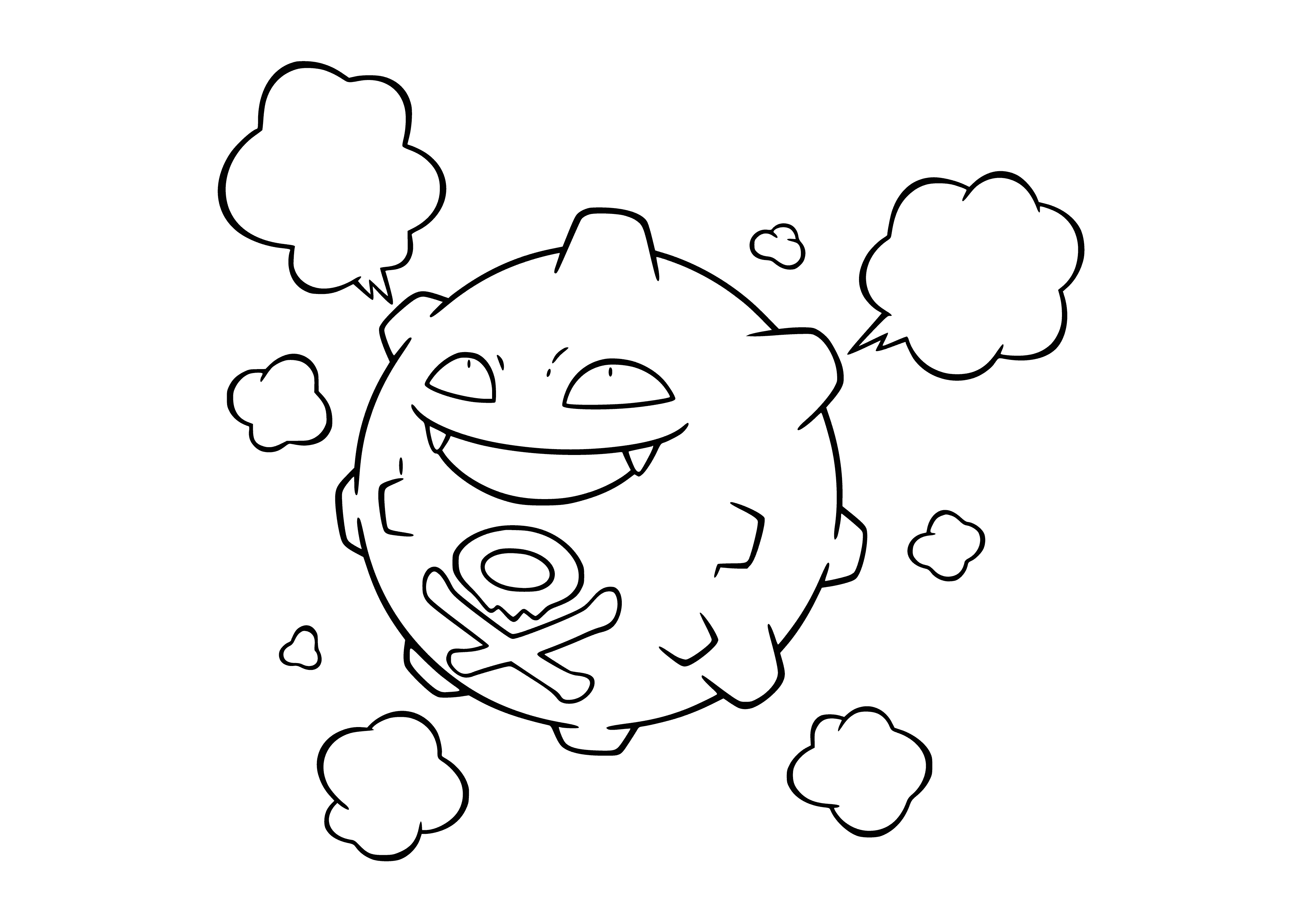 coloring page: Coloring Pokemon Coffing with signs of evolution