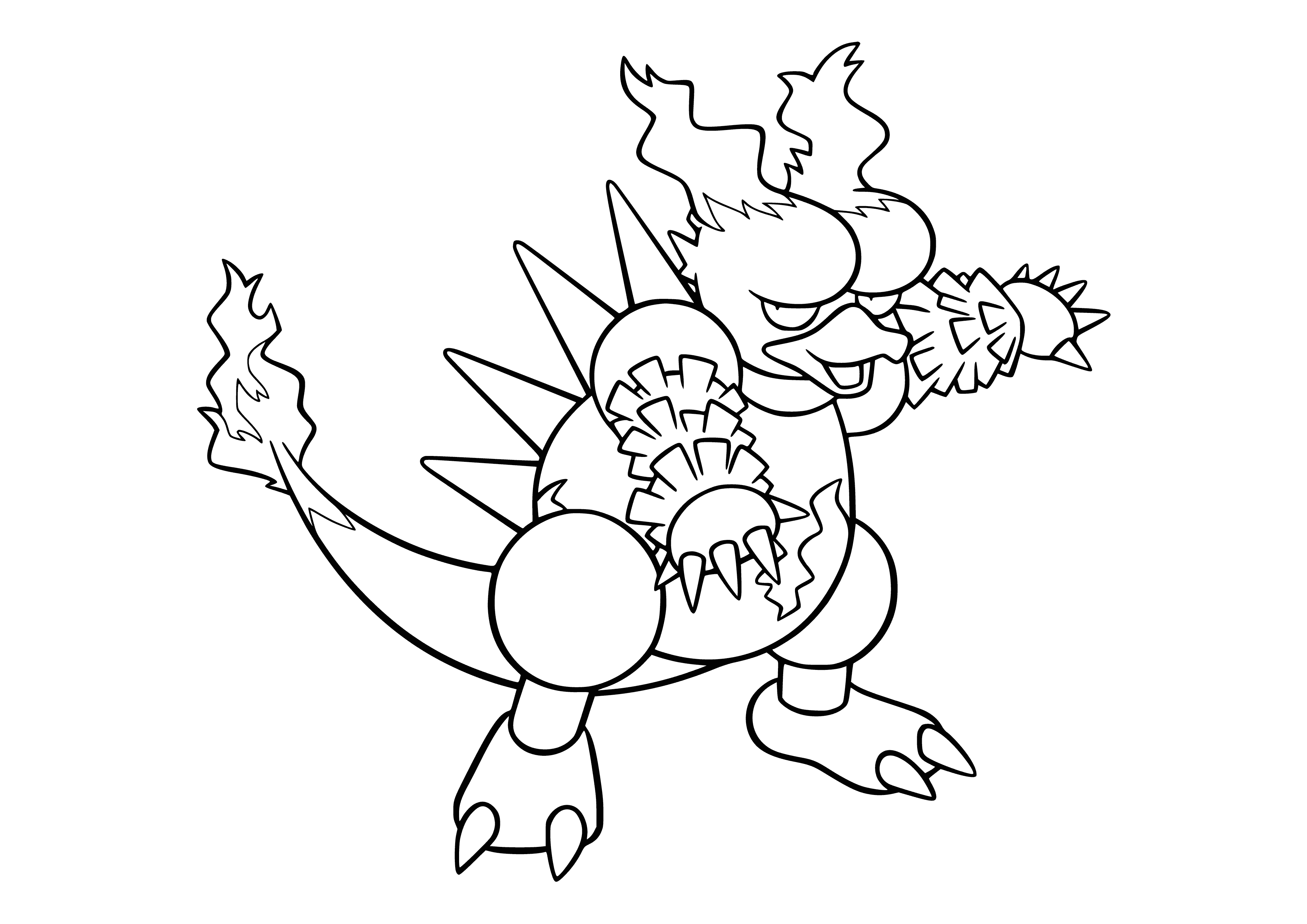 coloring page: Coloring Pokemon Magmar in the process of evolution