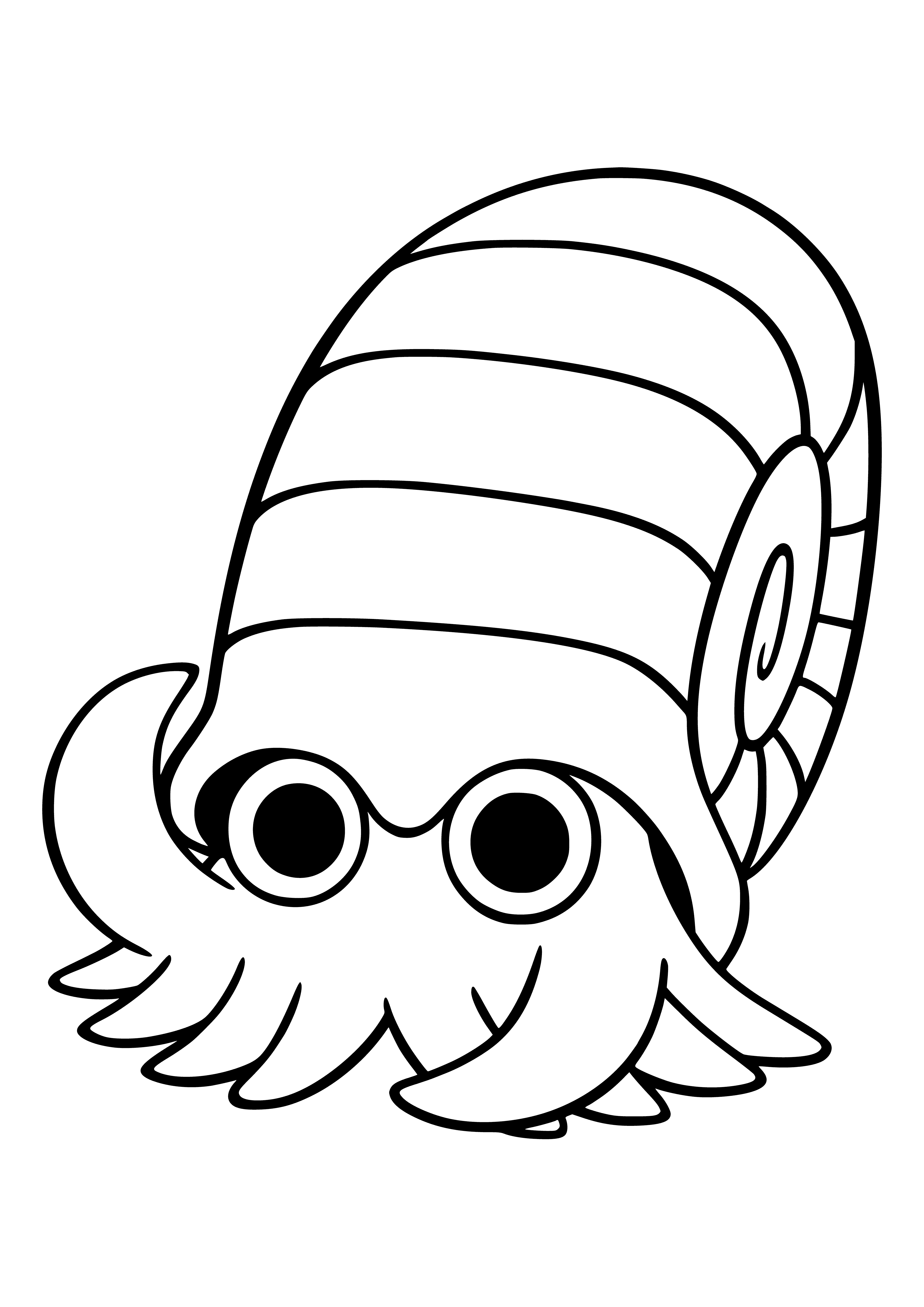 coloring page: Coloring Pokemon Omanayt - a sea creature with a shell