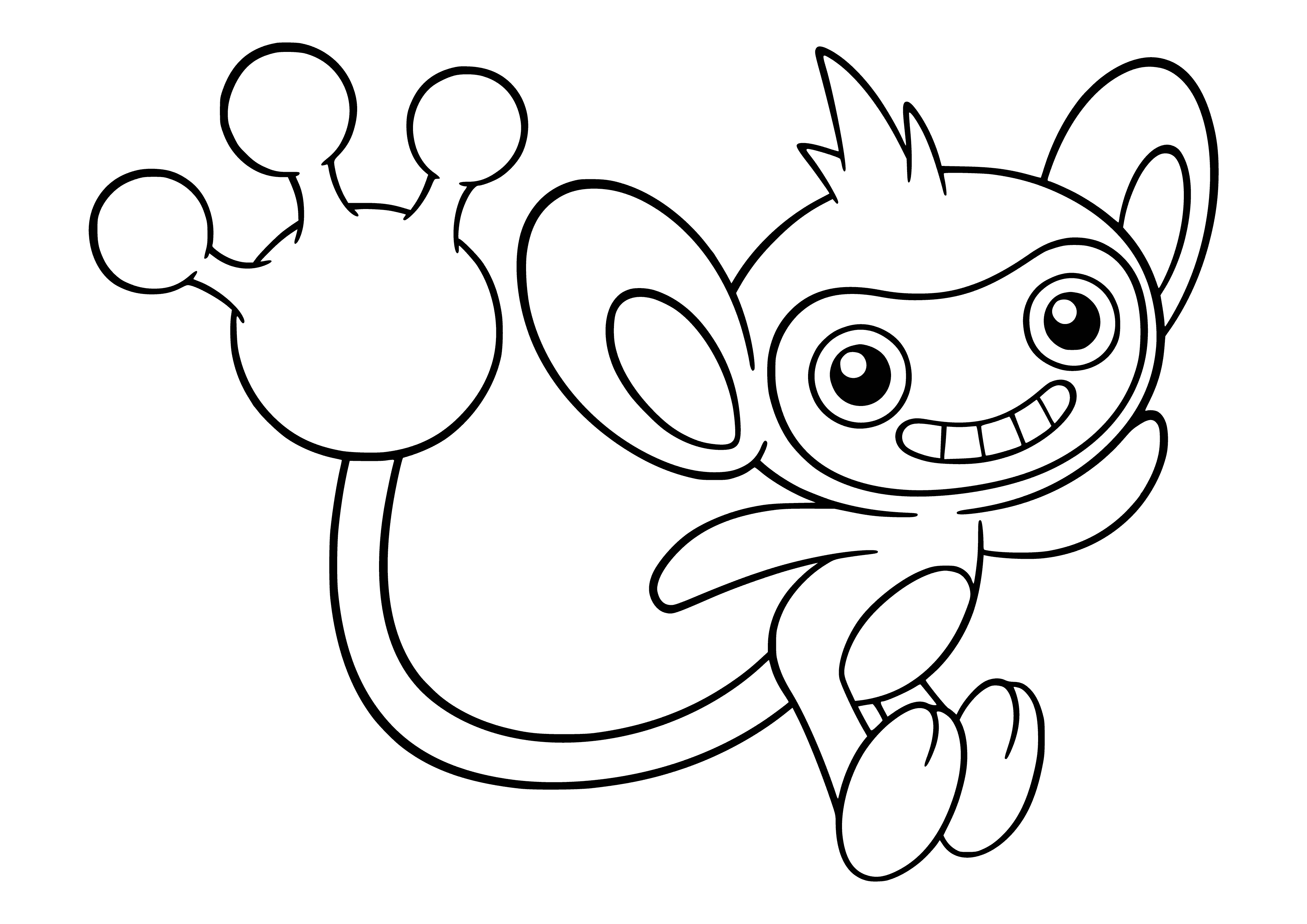 coloring page: Coloring Pokemon Ipe in the form of a cheerful little monkey