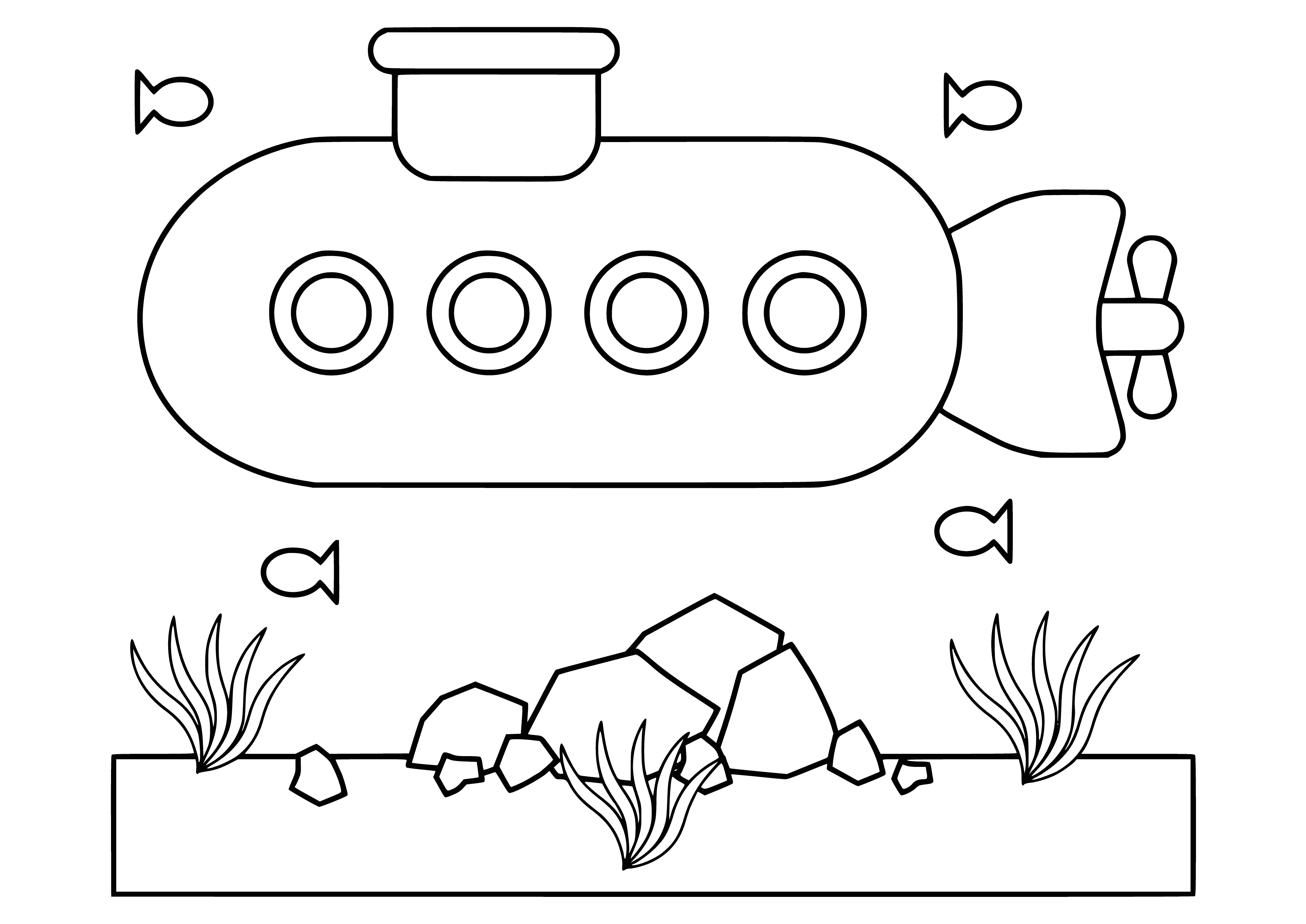 página para colorear: Colorear submarino para niños