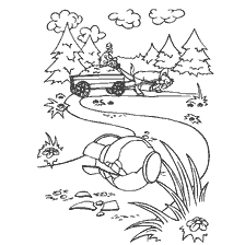 pagina da colorare: Una scena di una storia popolare russa dove un uomo cavalca un carro e cade una brocca.