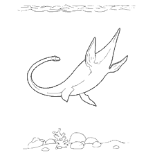 coloring page: Coloring of the dinosaur Elasmosaurus with a long neck