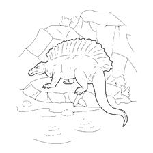 coloring page: Edafosaurus against the background of nature