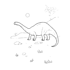 coloring page: Diplodok on the coloring among nature