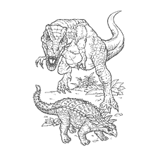 coloring page: Coloring picture of Tyrannosaurus and another dinosaur