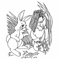 pagina da colorare: Hare chiede circa gli abitanti della foresta; accanto a lui &egrave; un topo e un altro abitante foresta