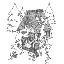 pagina da colorare: Cartoon caratteri costruire una casa