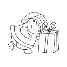 página para colorir: Bull no traje de Ano Novo com um presente