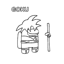 pagina da colorare: Goku personaggio nello stile di Tra As