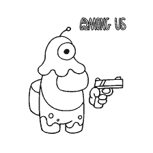 pagina da colorare: Il carattere Come con una pistola e l'iscrizione tra noi