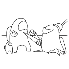 pagina da colorare: Colorare dal gioco Tra Come con due personaggi su una nave spaziale