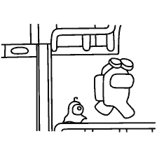 pagina da colorare: Personaggi da colorare tra cui un astronauta e una creatura incomprensibile