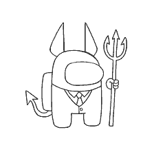 pagina da colorare: Colorazione tra Come: un personaggio in una tuta con corna del diavolo e un tridente