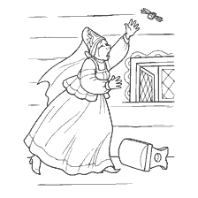 coloring page: The cook in the bee scene