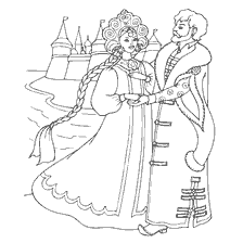 coloring page: Coloring based on Pushkin's fairy tale about Prince Guidon and Princess Swan