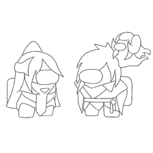 pagina da colorare: Due personaggi del gioco Tra come sul libro di colorazione