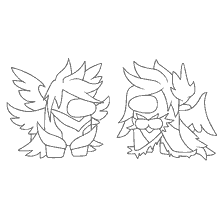 pagina da colorare: Tra Come colorazione con personaggi in costumi con ali