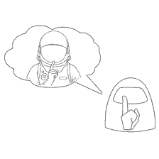 pagina da colorare: Astronauta con un gesto di silenzio nel gioco